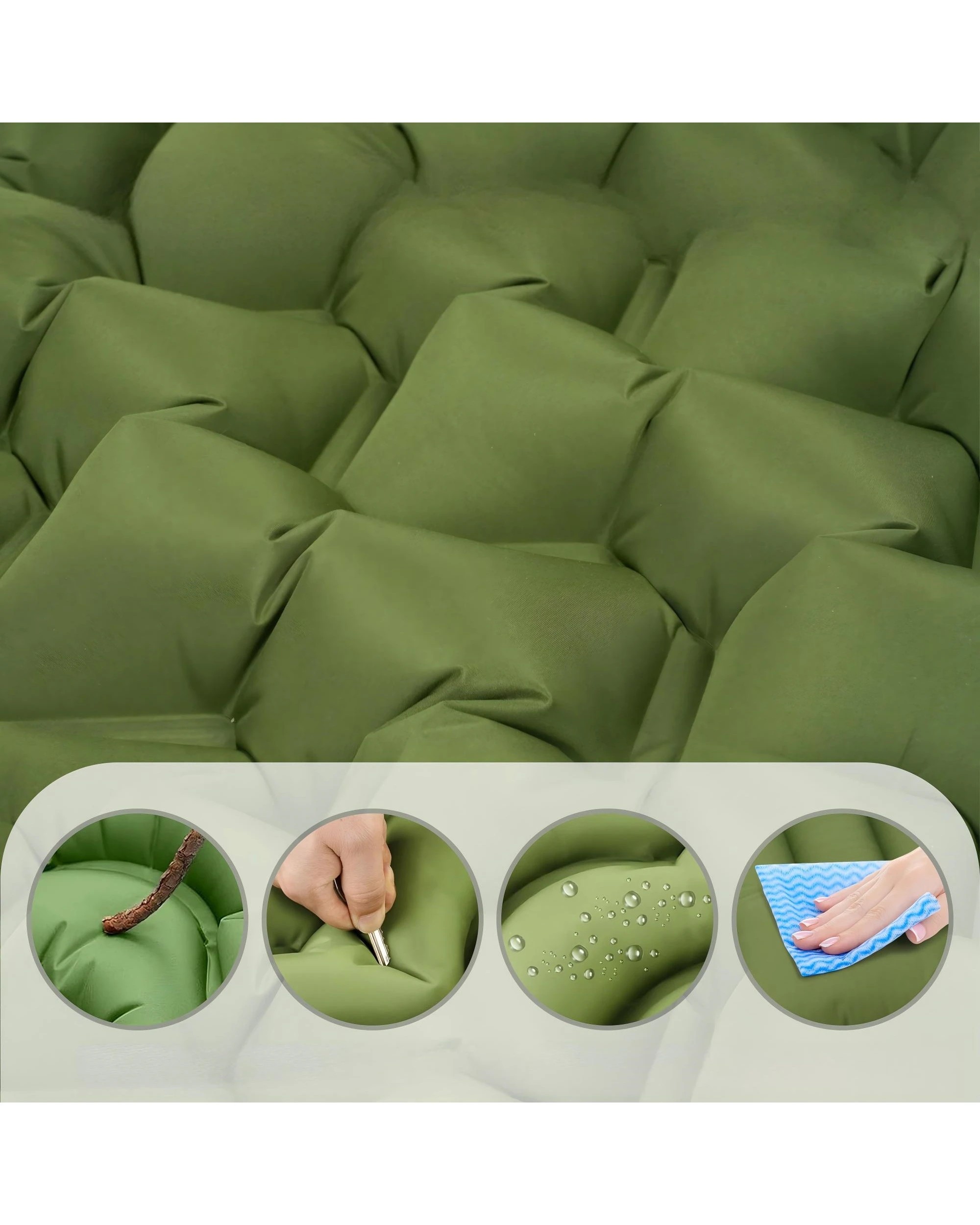 5 Advwin Camping Sleeping Pad with Pillow Built-in Foot Pump - Green, 5 of 8