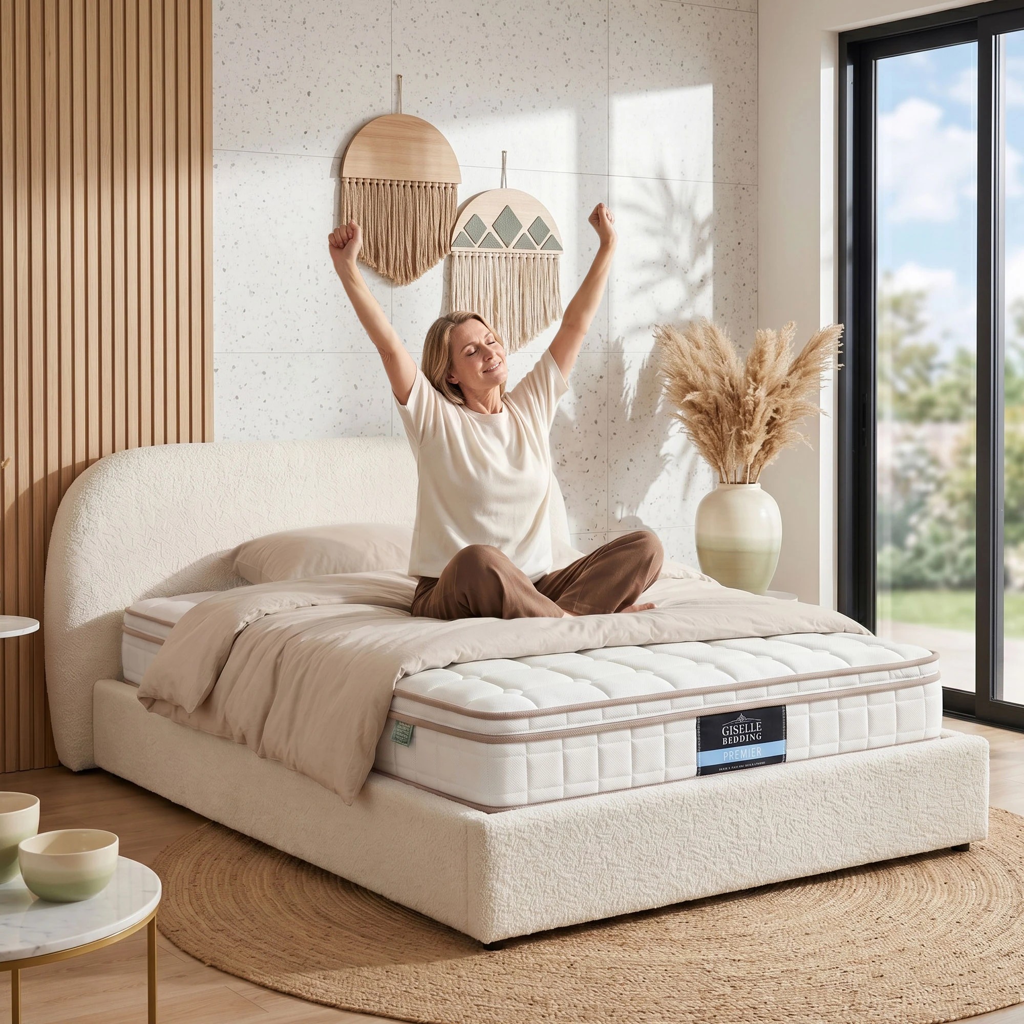 9 Giselle Bedding 20cm Firm Mattress Pocket Spring for Bedroom or Guest Room - King Single Bed - White, 9 of 10