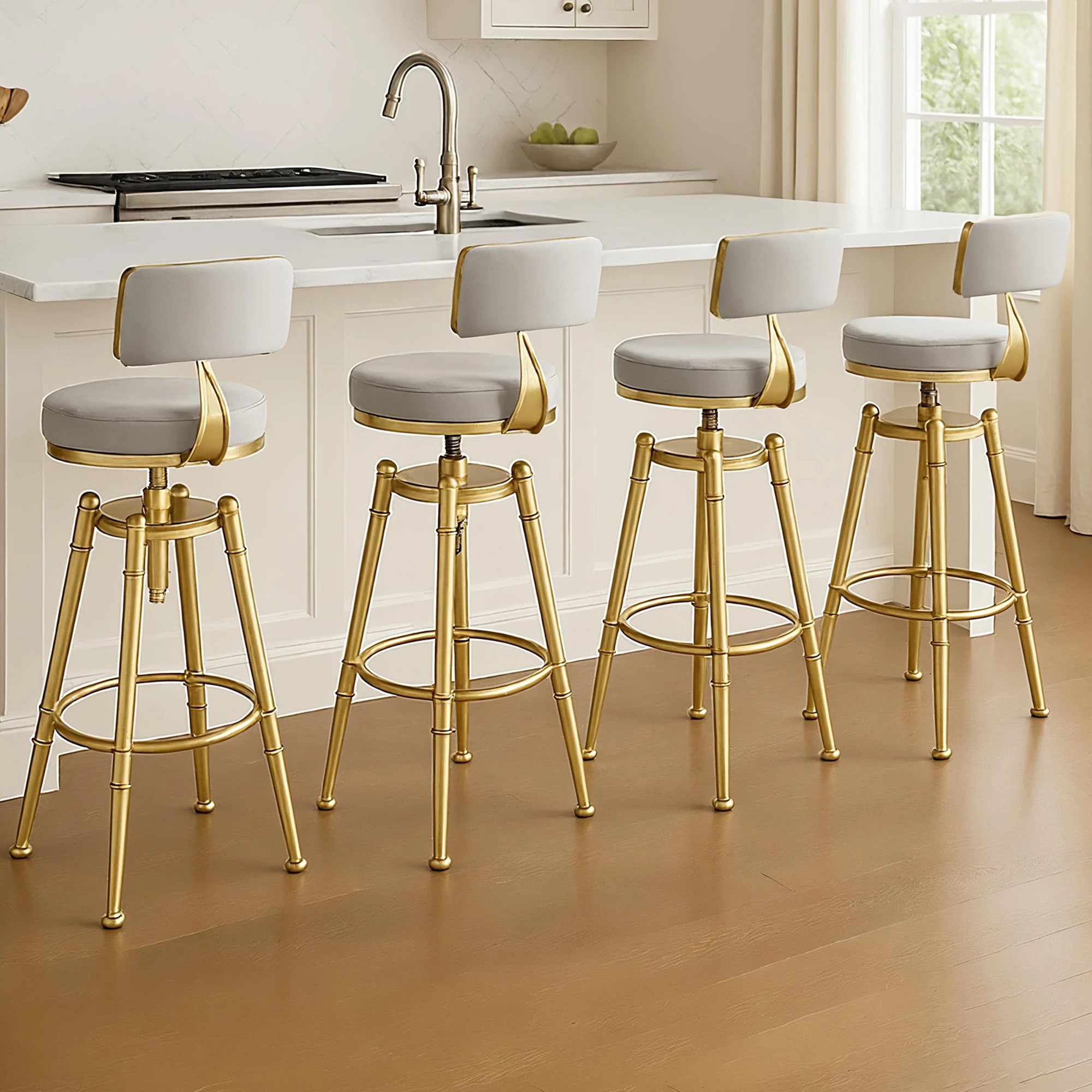 7 Levede 4x Swivel Bar Stools Kitchen Stool Chair Barstools Velvet Padded Seat, 7 of 7