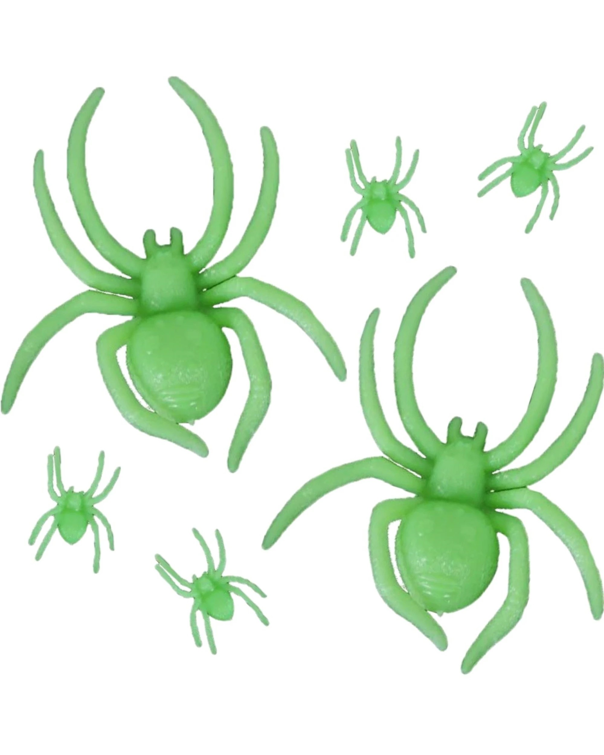 1 JD Party Glow in the Dark UV Plastic Spiders Pack of 5 - Green, 1 of 2
