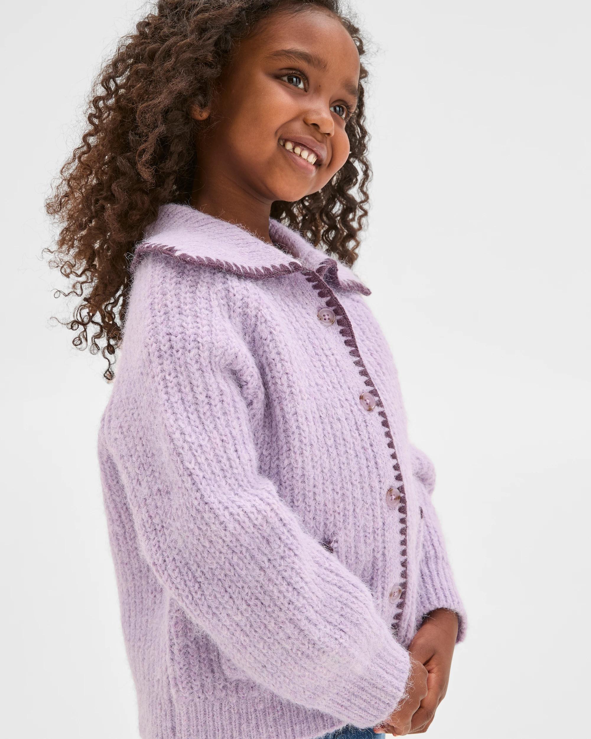 2 Target Kids Long Sleeve Blanket Stitch Cardigan PURPLE, 2 of 8