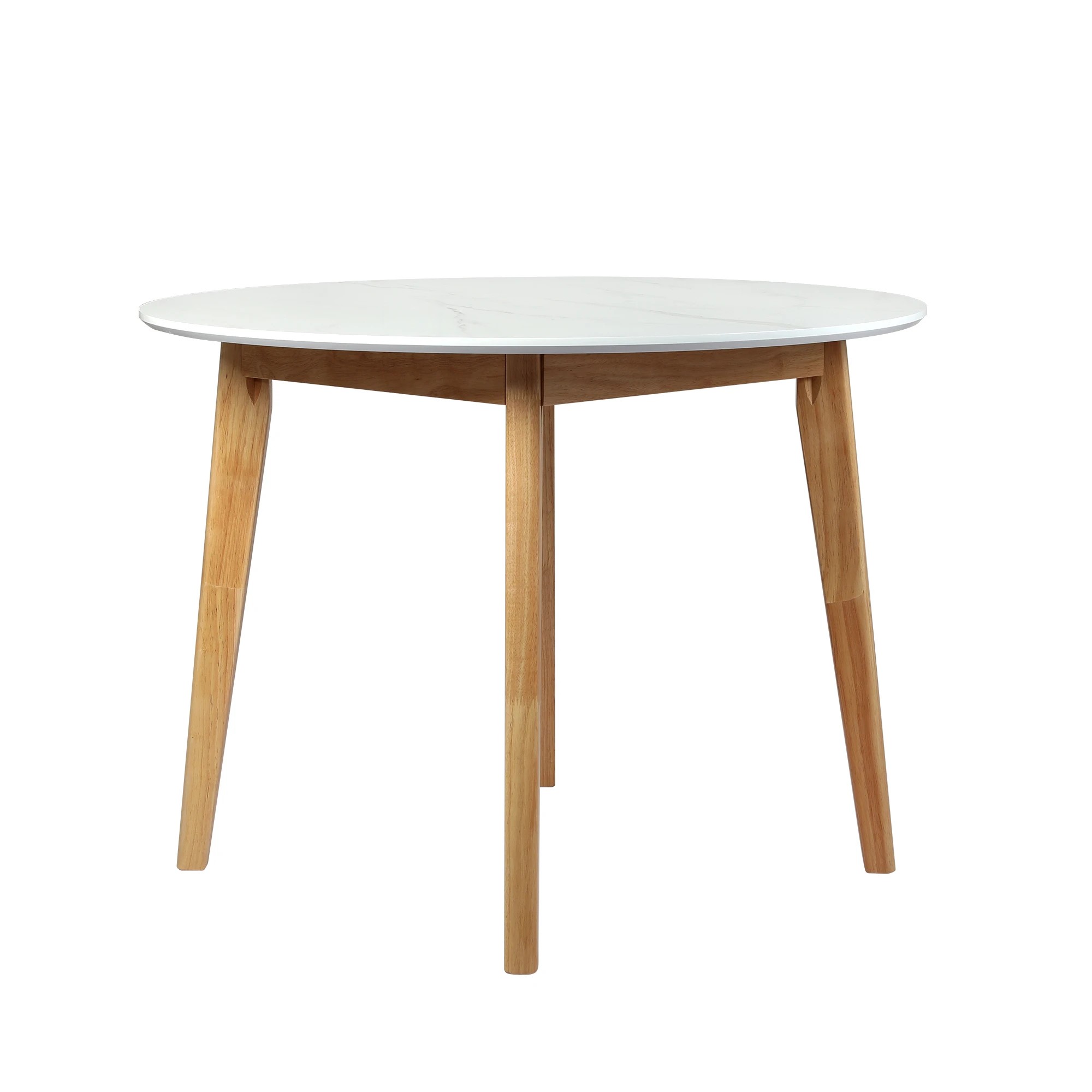 2 Levede Dining Table Round Rubberwood Base Kitchen Cafe Restaurant White 100cm, 2 of 7