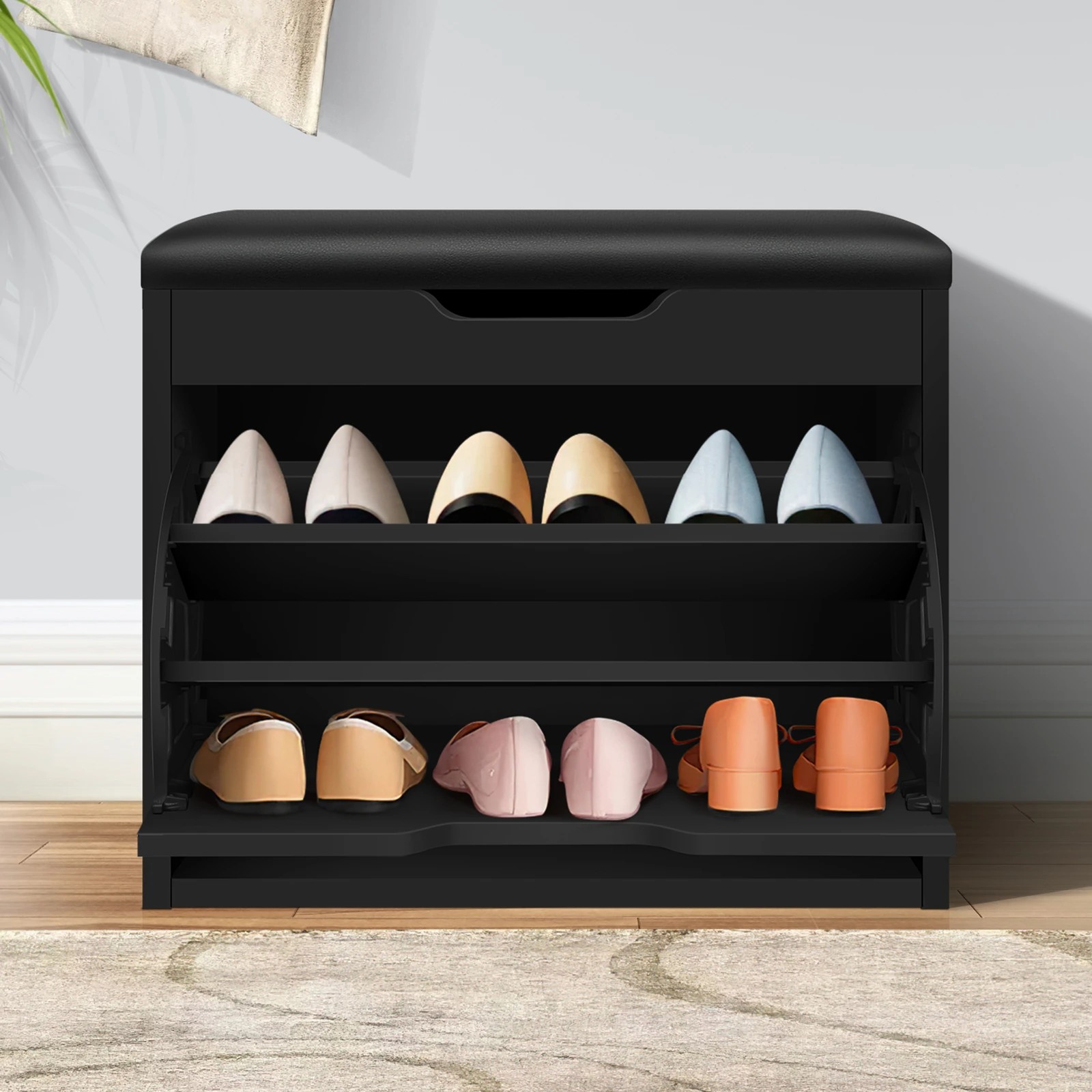 4 Alfordson Shoe Cabinet Bench Rack 12 Pairs - Black, 4 of 10