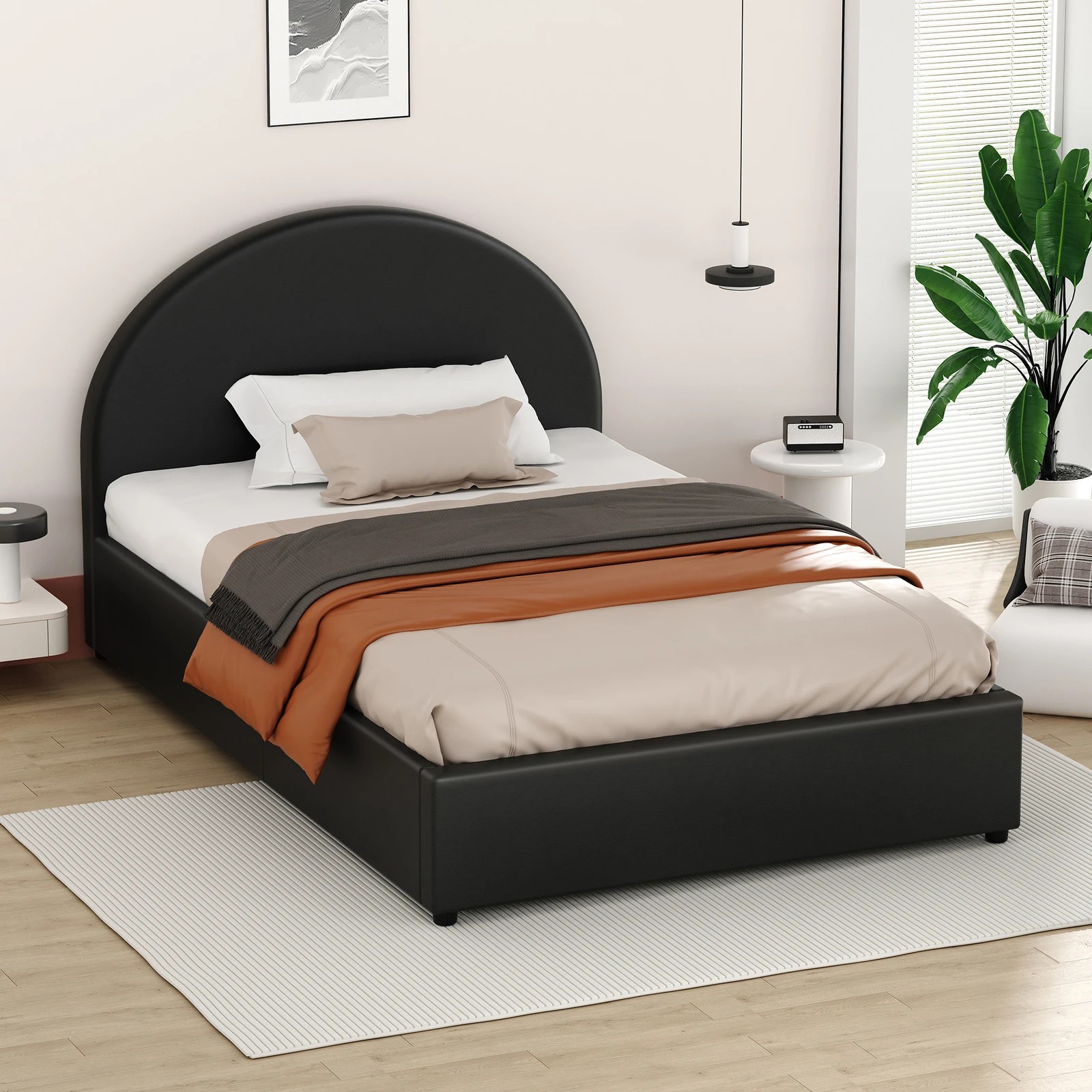 6 Alfordson Bed Frame Single Size Gas Lift Base With Storage Leather Howell - Black, 6 of 10