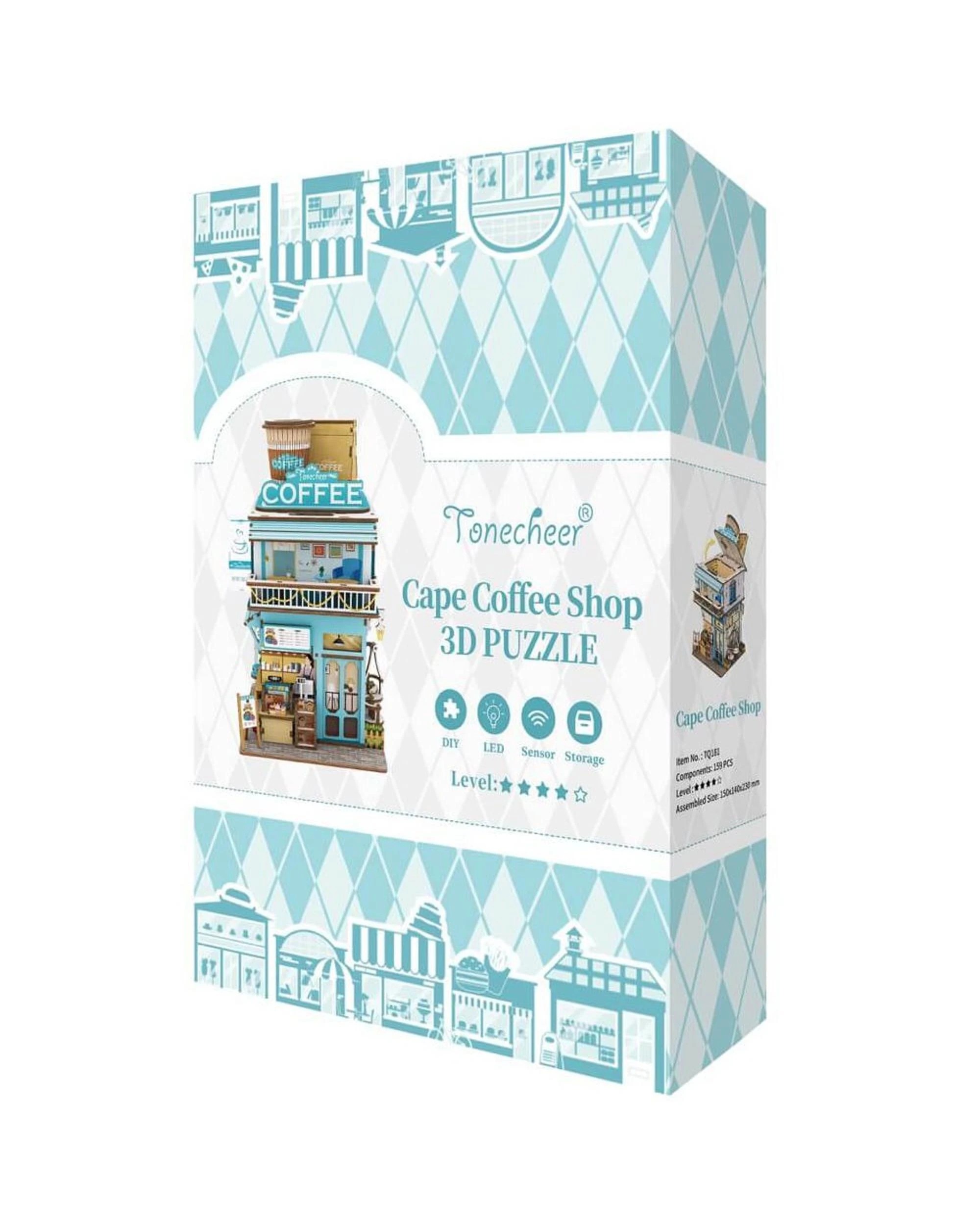1 Tonecheer Cape Coffee Shop Desktop Storage 3D Puzzle Model Kit, 1 of 4