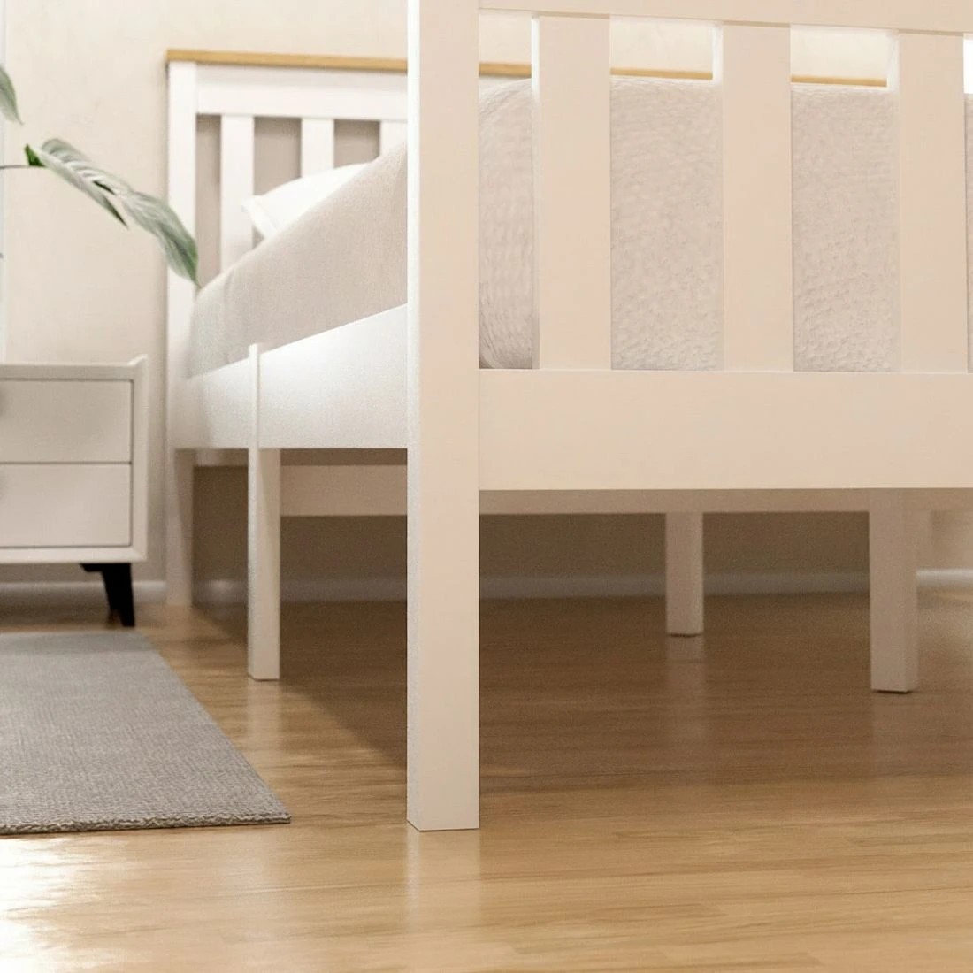 5 Artiss Bed Frame Double Size Wooden Platform with 2 Storage Drawers - White, 5 of 8