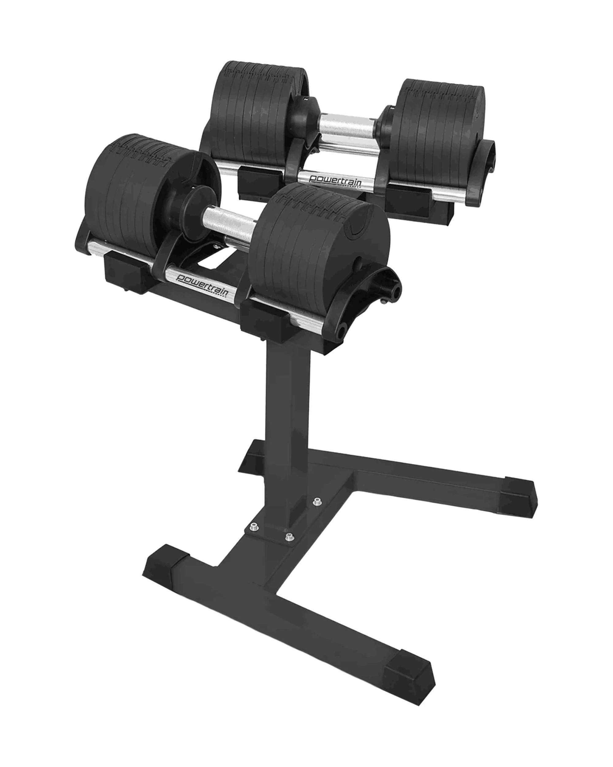 2 Powertrain Eon Black Dial Up 45KG Adjustable Dumbbell Pair with Stand 9 Weight Options, 2 of 9
