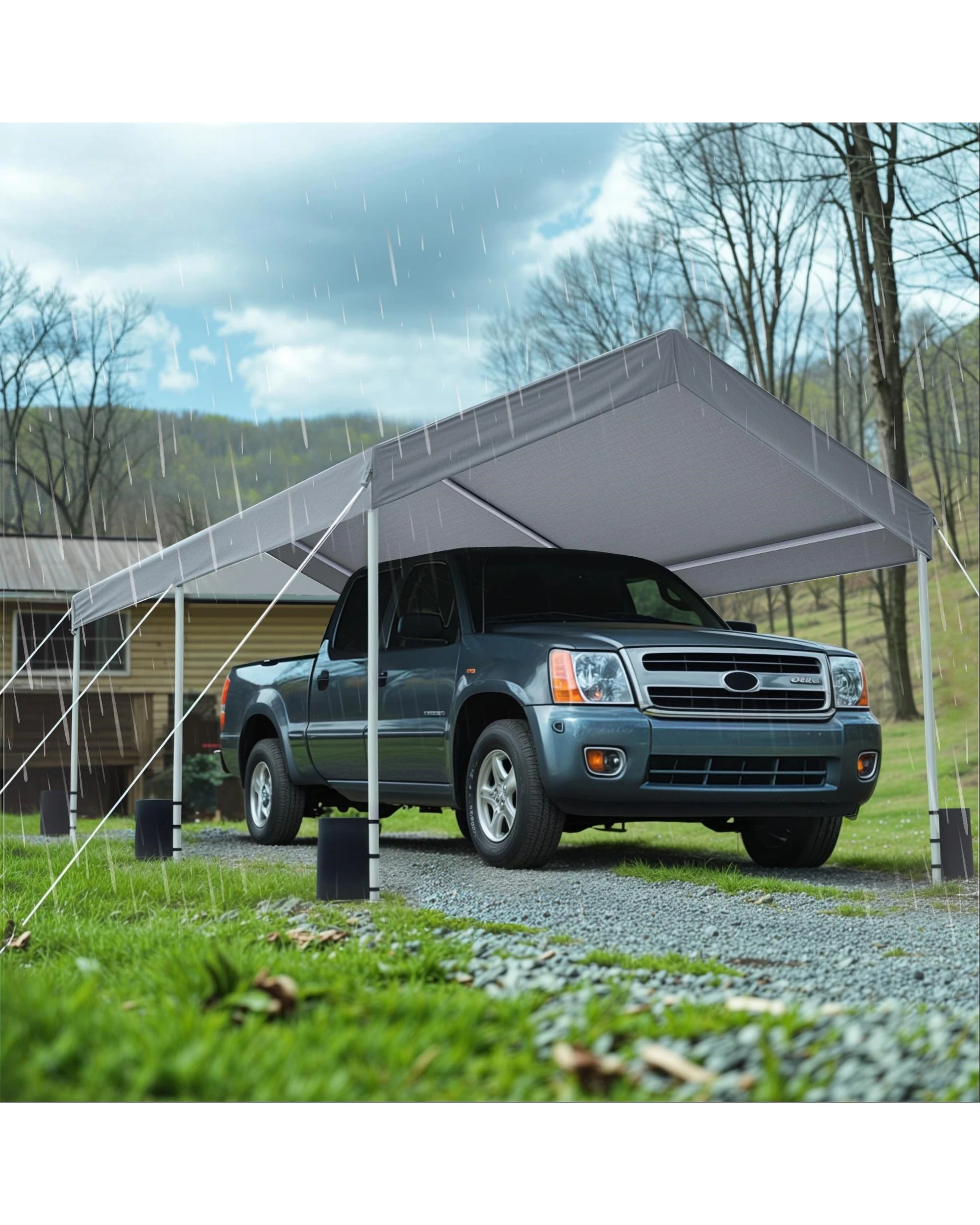 6 Advwin 3x6m Carport Canopy Portable Garage w/ Built-in Sandbags - Grey, 6 of 7