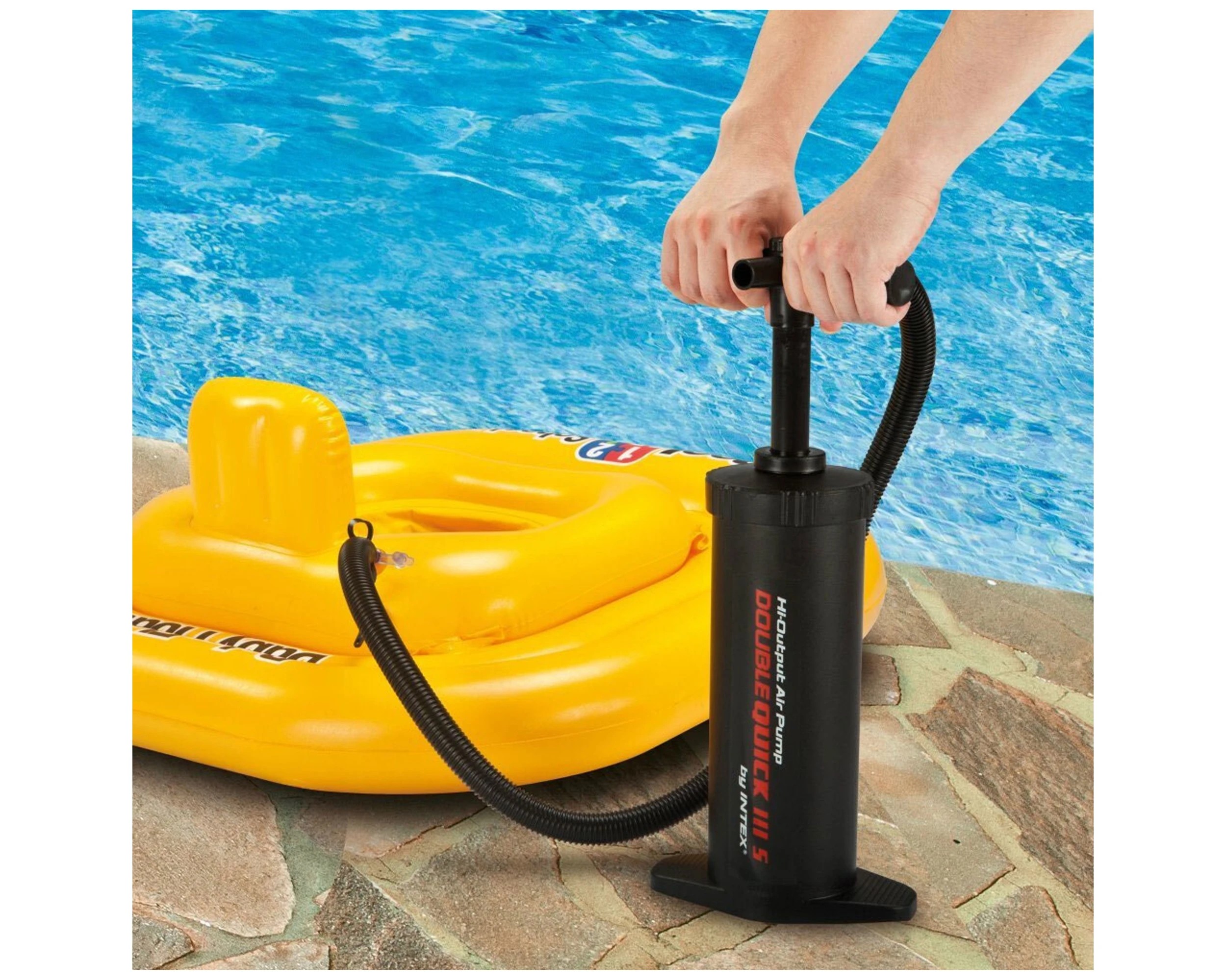 2 Intex Hand Pump - Double Action Pump - Airbed Inflator - Nozzle Kit - Portable - Black, 2 of 3