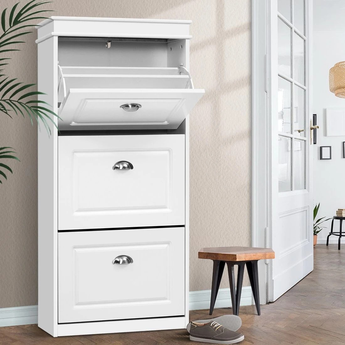 1 Artiss Shoe Rack Cabinet 18 Pairs 3-tier - White, 1 of 8