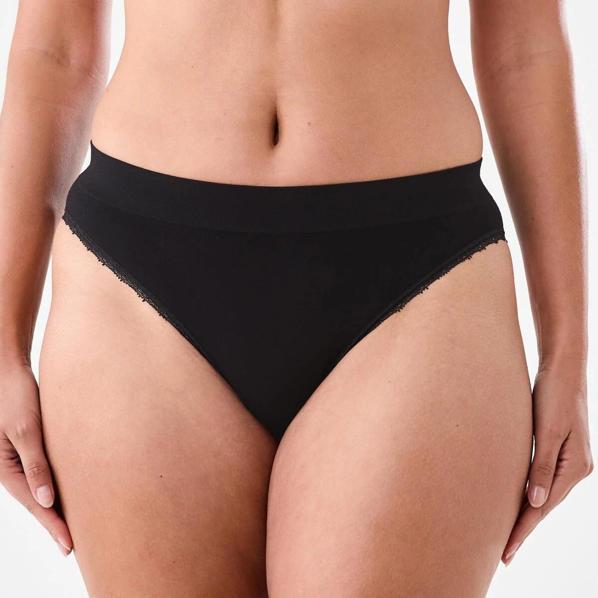 4 3 Pack Seamfree Bamboo Lace Bikini Briefs BLACK, BLACK, BLACK, 4 of 9