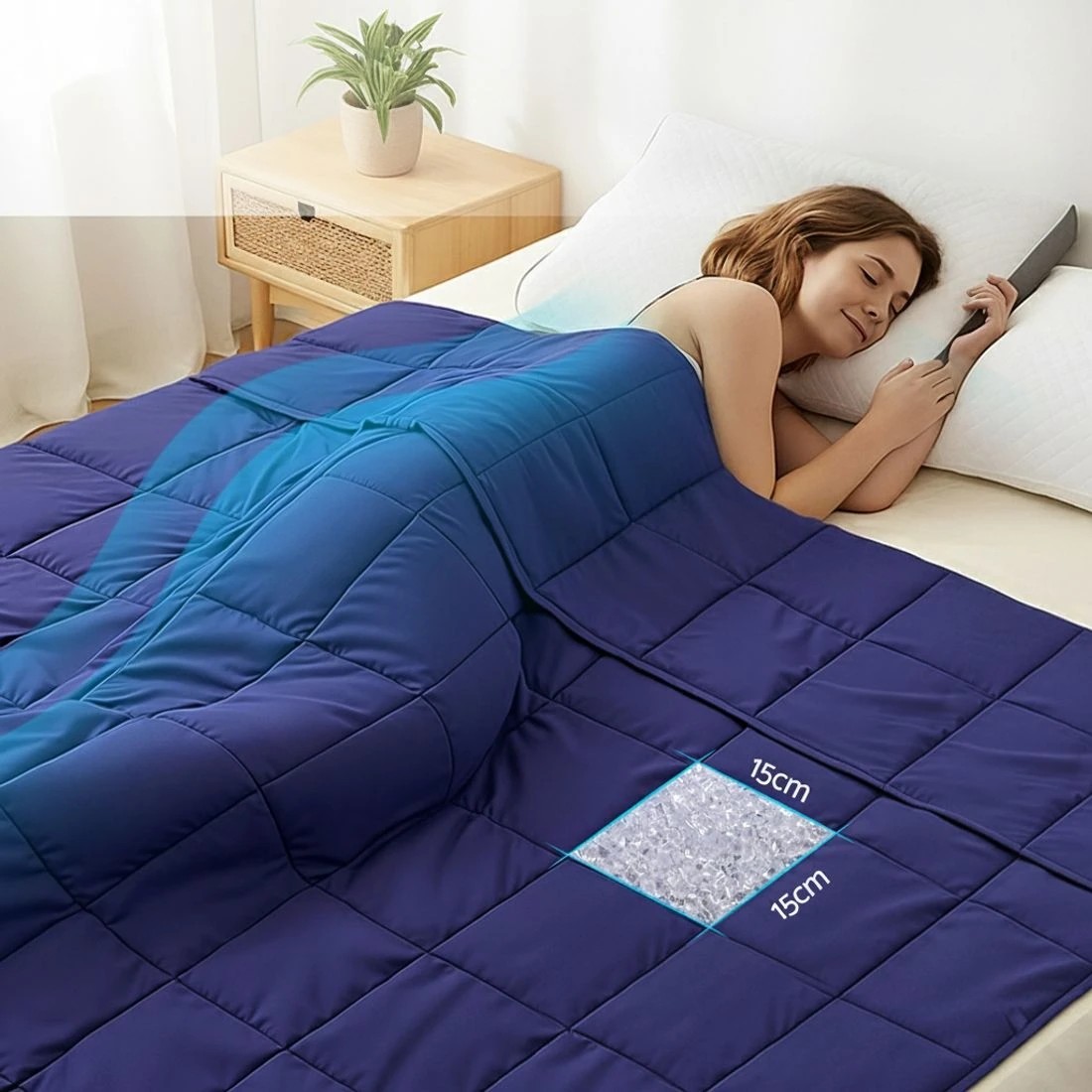 7 Giselle 11KG Adults Size Anti Anxiety Weighted Blanket Gravity Blankets Royal - Blue, 7 of 9