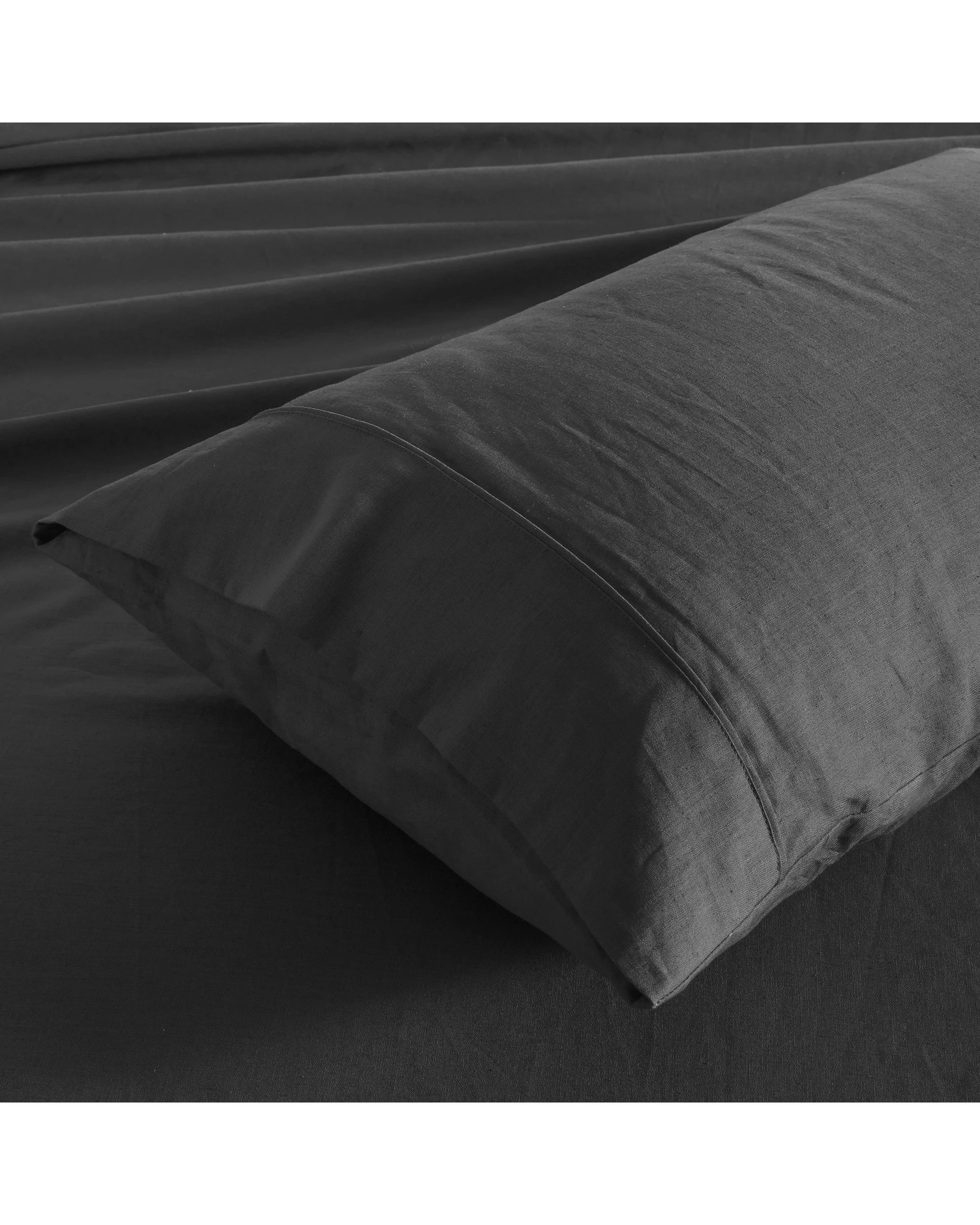 2 Dreamaker Linen Cotton King Pillowcase Twin Pack - Charcoal, 2 of 5