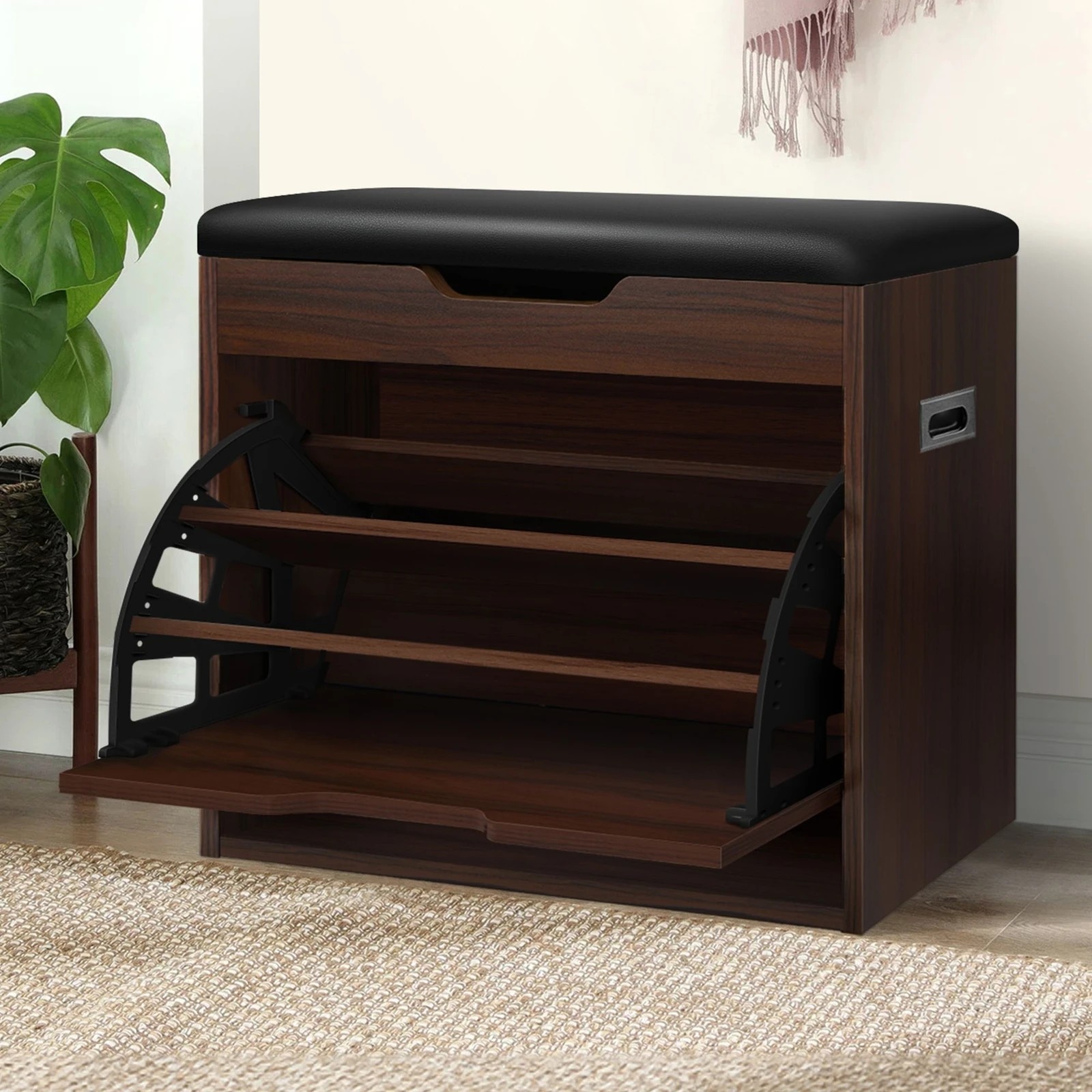 2 Alfordson Shoe Cabinet Bench Storage Rack Organiser Shelf 12 Pairs - Walnut, 2 of 10