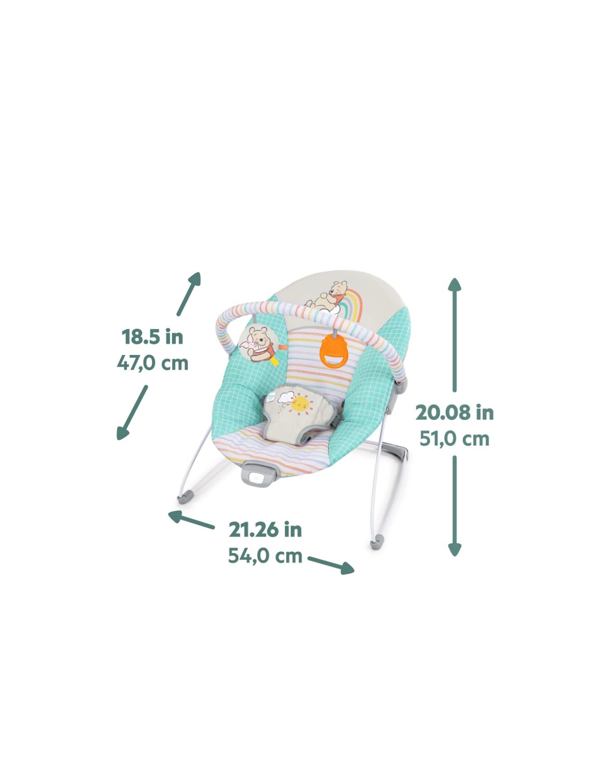 2 Bright Starts Disney Winnie The Pooh Hunny Hues Baby Vibrating Bouncer 0-6m - Multi, 2 of 8