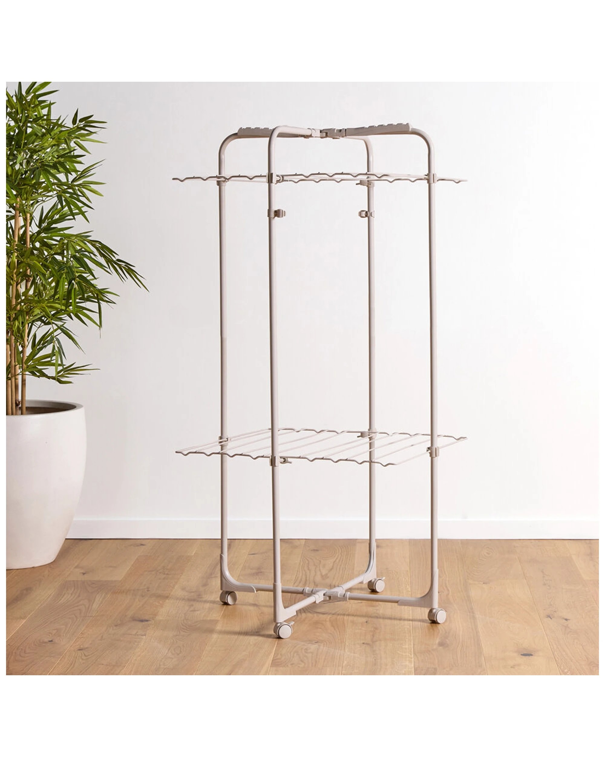 8 Hills 13M 2 Tier Double Decker Mobile Tower Clothes Airer W 44 Hook Slots
 - white, 8 of 8