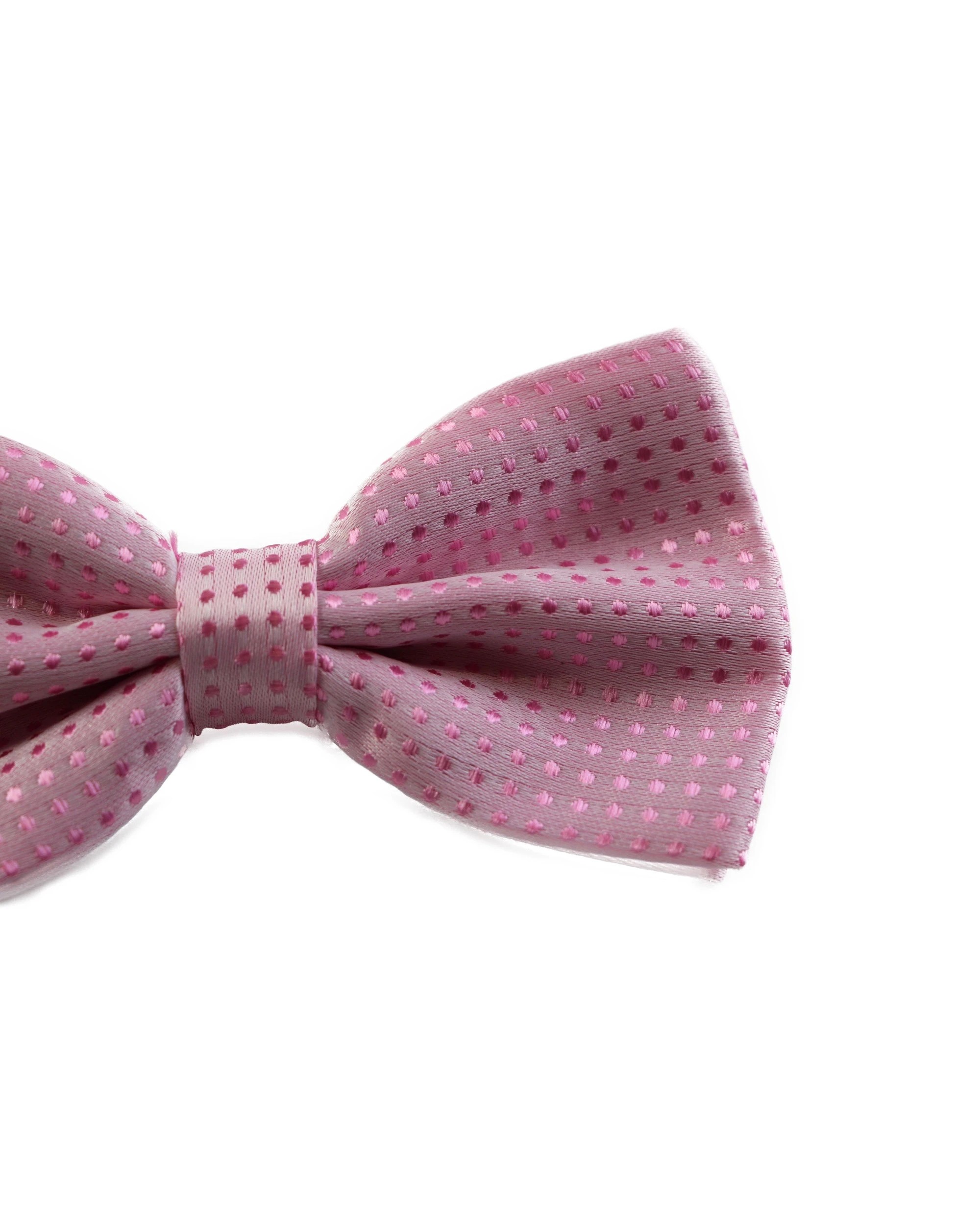 2 Zasel Mens Light Pink Polka Dot Patterned Bow Tie - Pink, 2 of 3