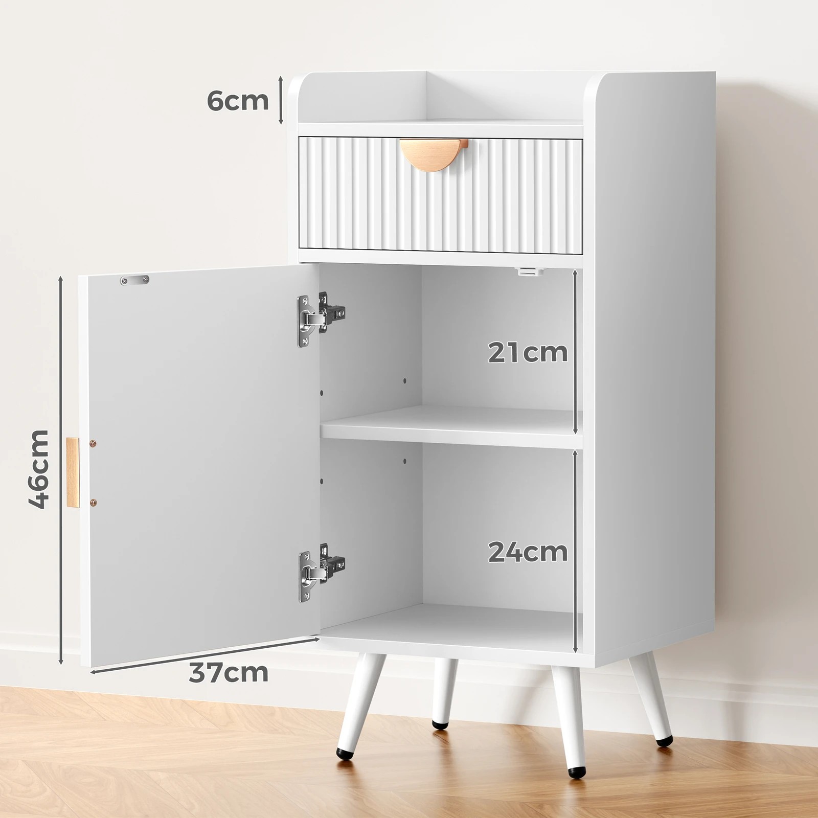 8 Alfordson Storage Cabinet Bathroom Buffet Sideboard Bedside Table - White, 8 of 10