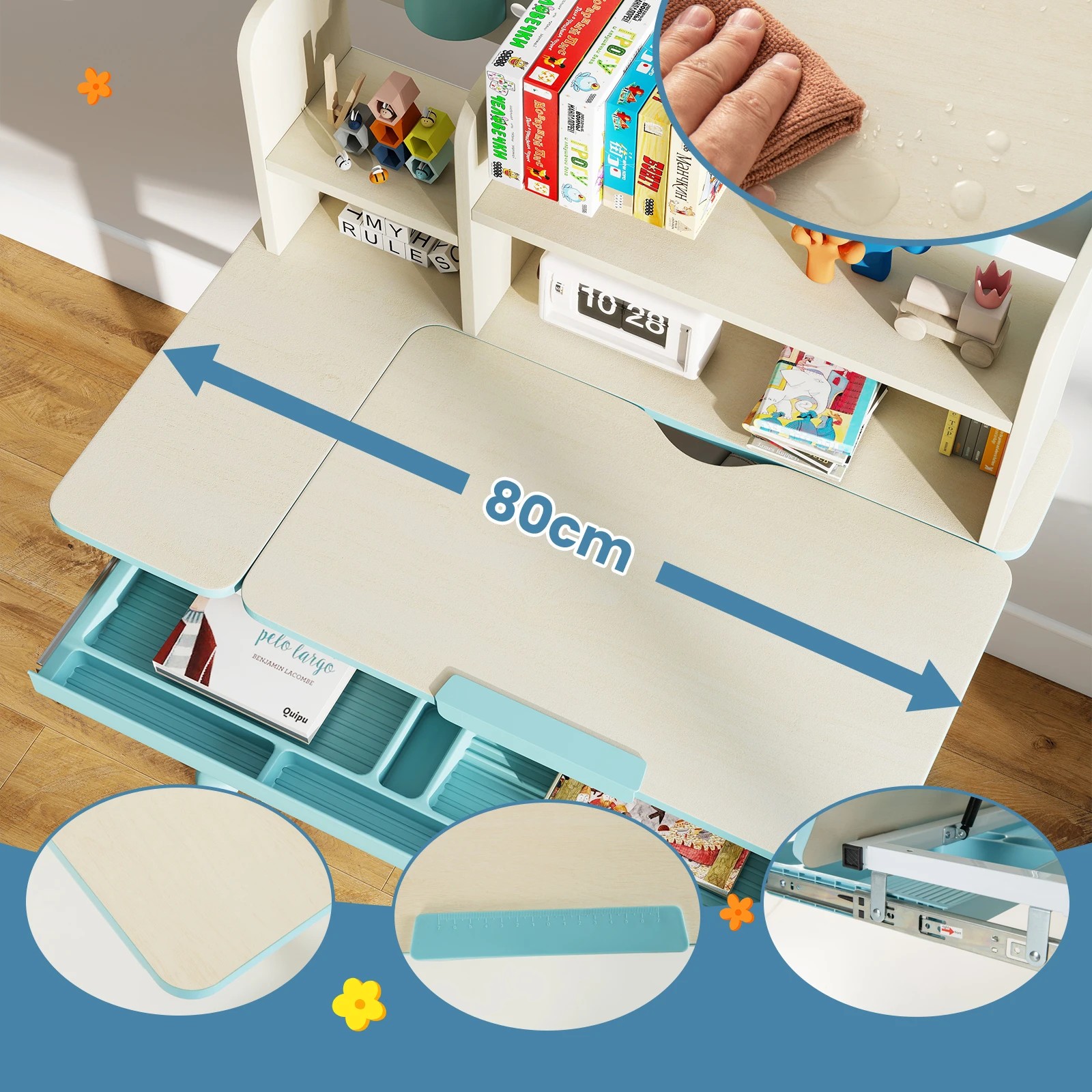 3 Costway Study Desk Height Adjustbale Table w/Tiltable Top, 3 of 5