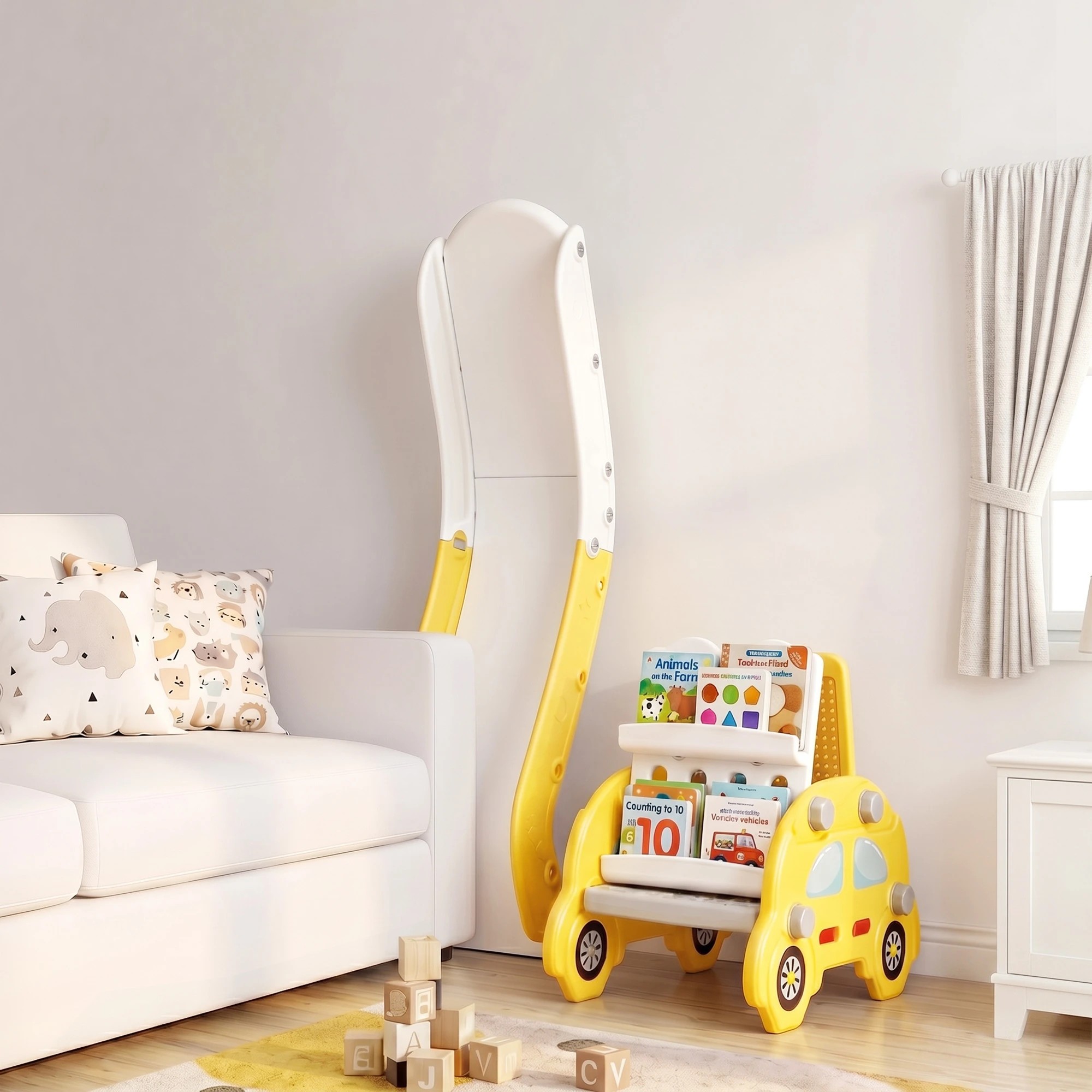 6 Keezi Kids Slide Set Toddler Playset - Yellow, 6 of 8