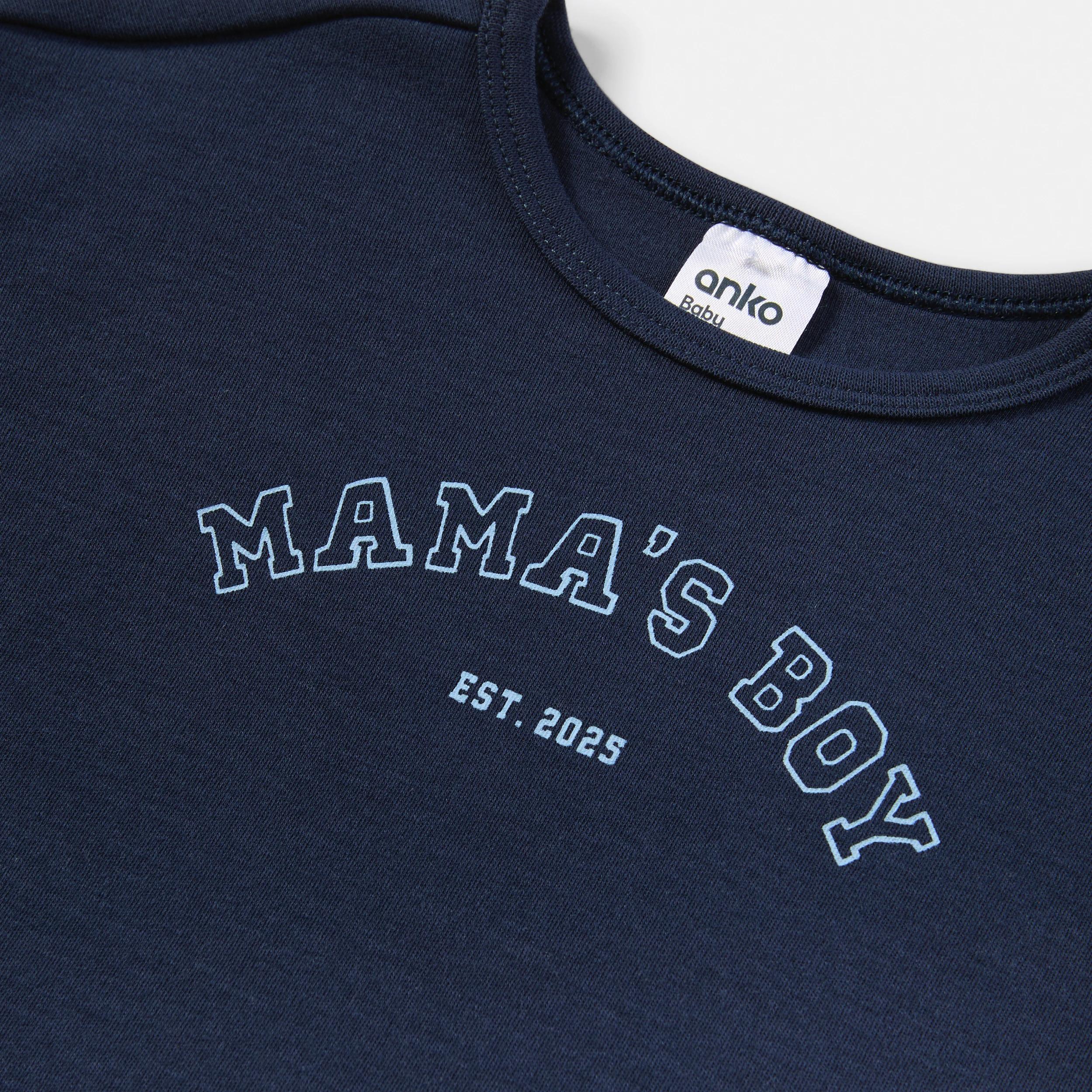3 Short Sleeve Print Romper NAVY SLOGAN, 3 of 3