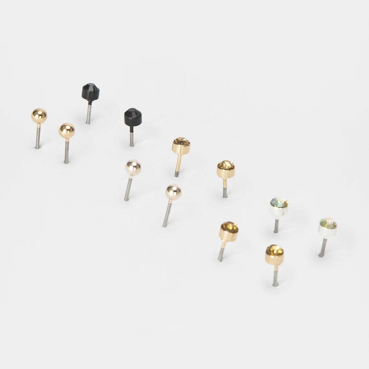 2 6 Pack Small Crystal Stud Earrings - Neutral, 2 of 4