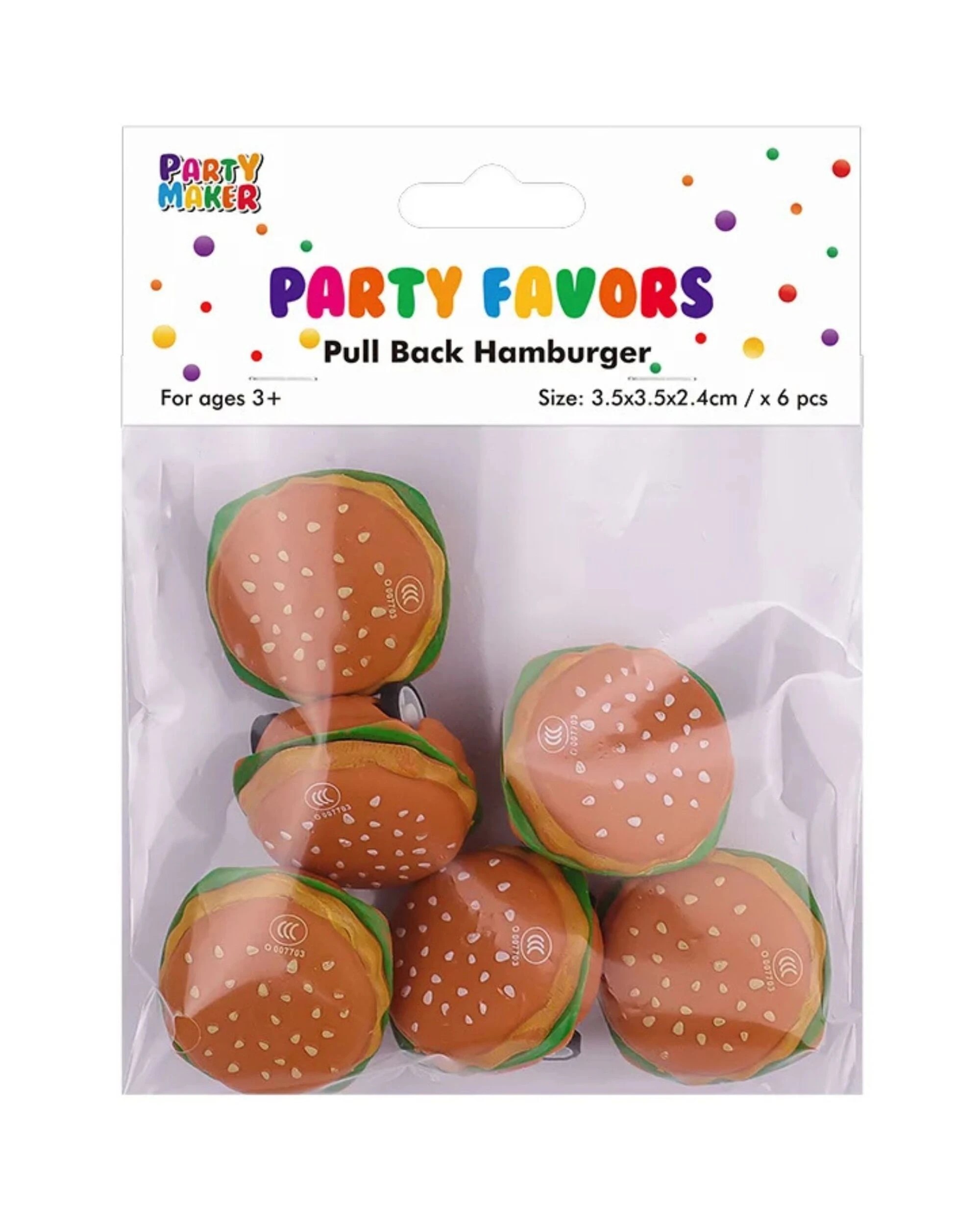 4 Party Maker Pack of 6 Pull Back Hamburger Toys - Multi, 4 of 4