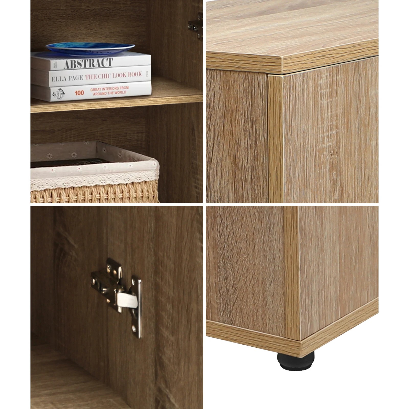 4 Oikiture Storage Cabinet Sideboard Freestanding Cupboard Organiser
 - Natural, 4 of 6