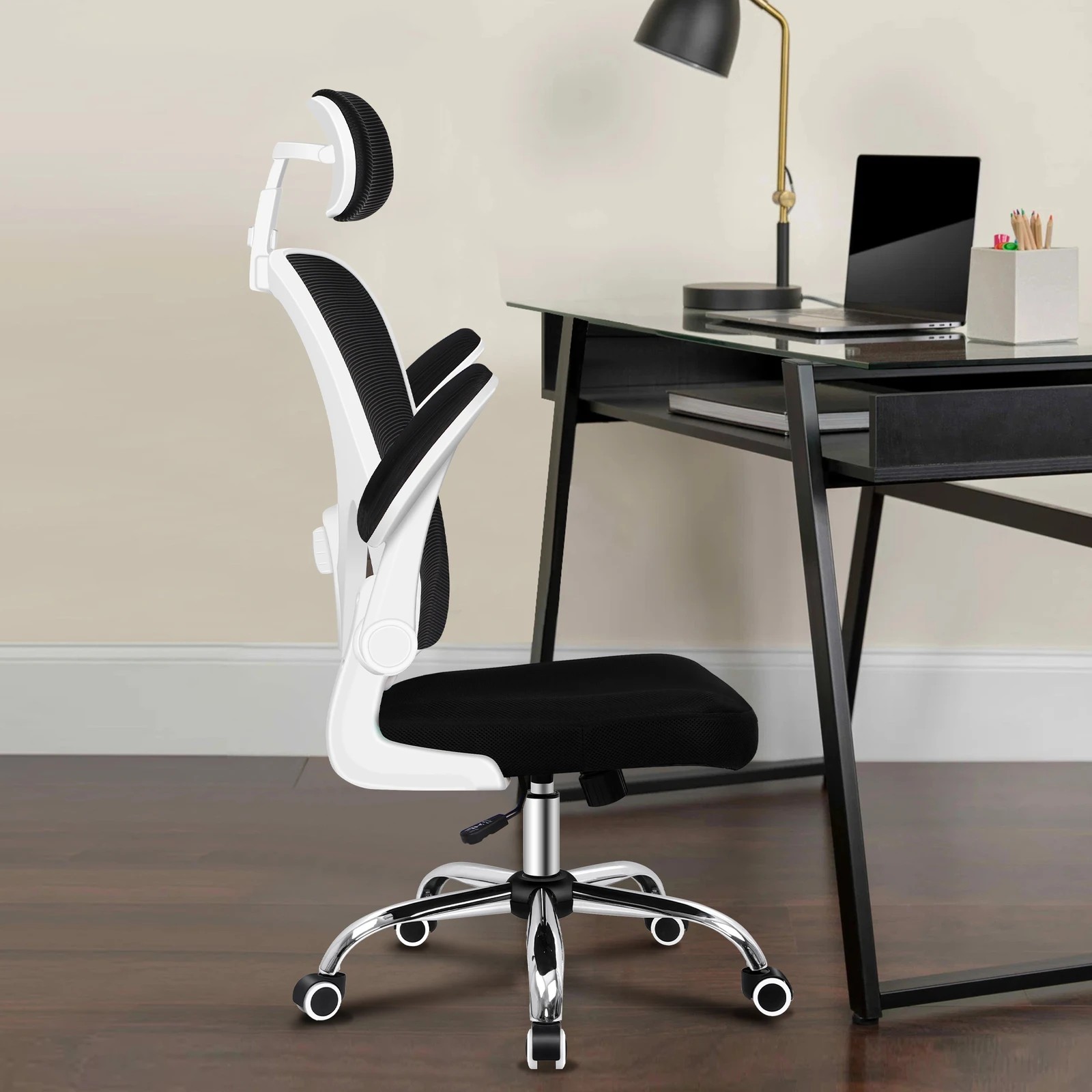 5 Alfordson Mesh Office Chair Executive Computer Gaming Fabric Seat - Black White, 5 of 10