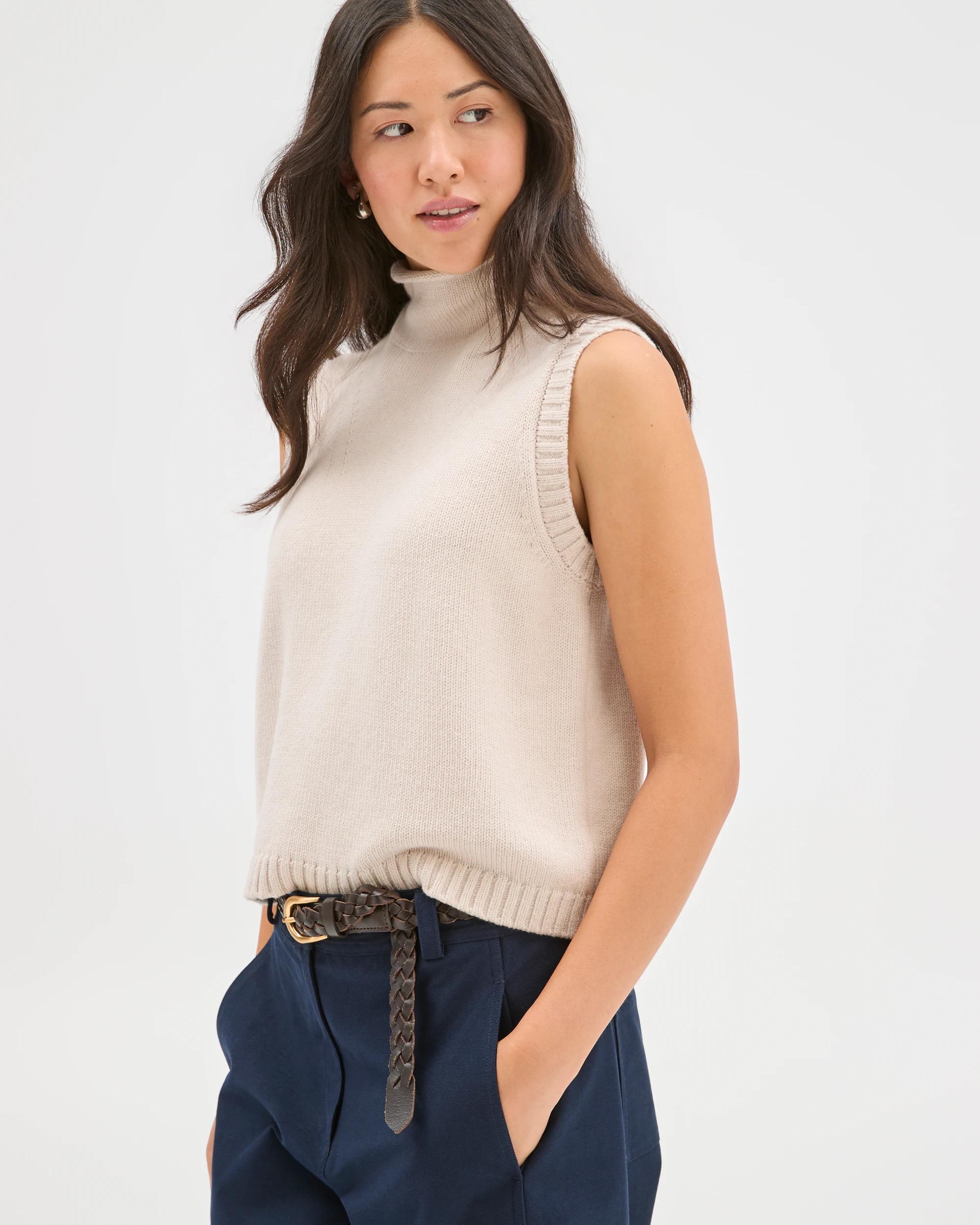 5 Target Woman Australian Cotton Blend High Neck Long Sleeveless Vest GREY MARLE, 5 of 7