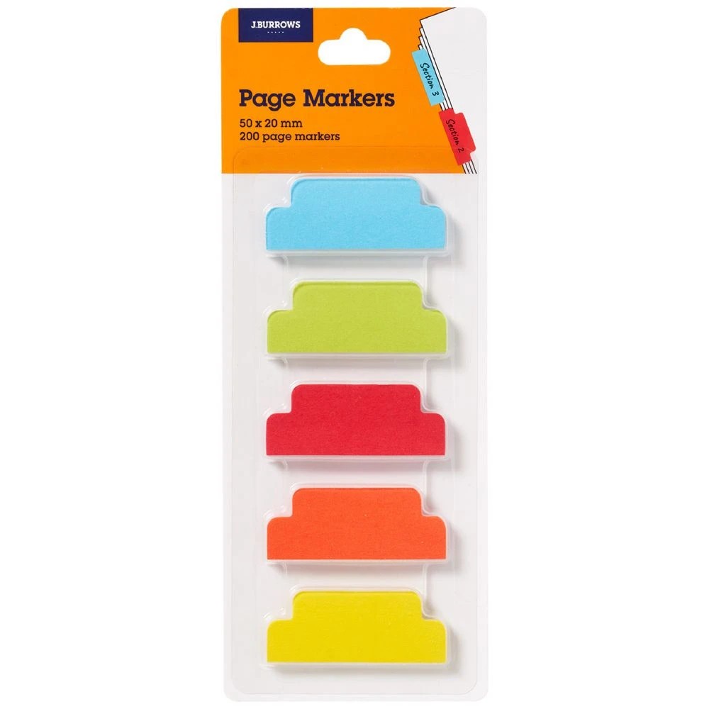 1 J.Burrows Page Markers 20x50mm Assorted 5 Pack, 1 of 2