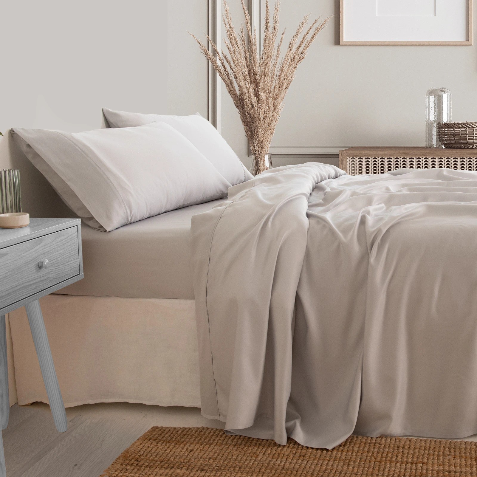 1 Royal Comfort 3000 Thread Count Bamboo Cooling Sheet Set Soft Touch Bedding - King Bed - Grey, 1 of 10