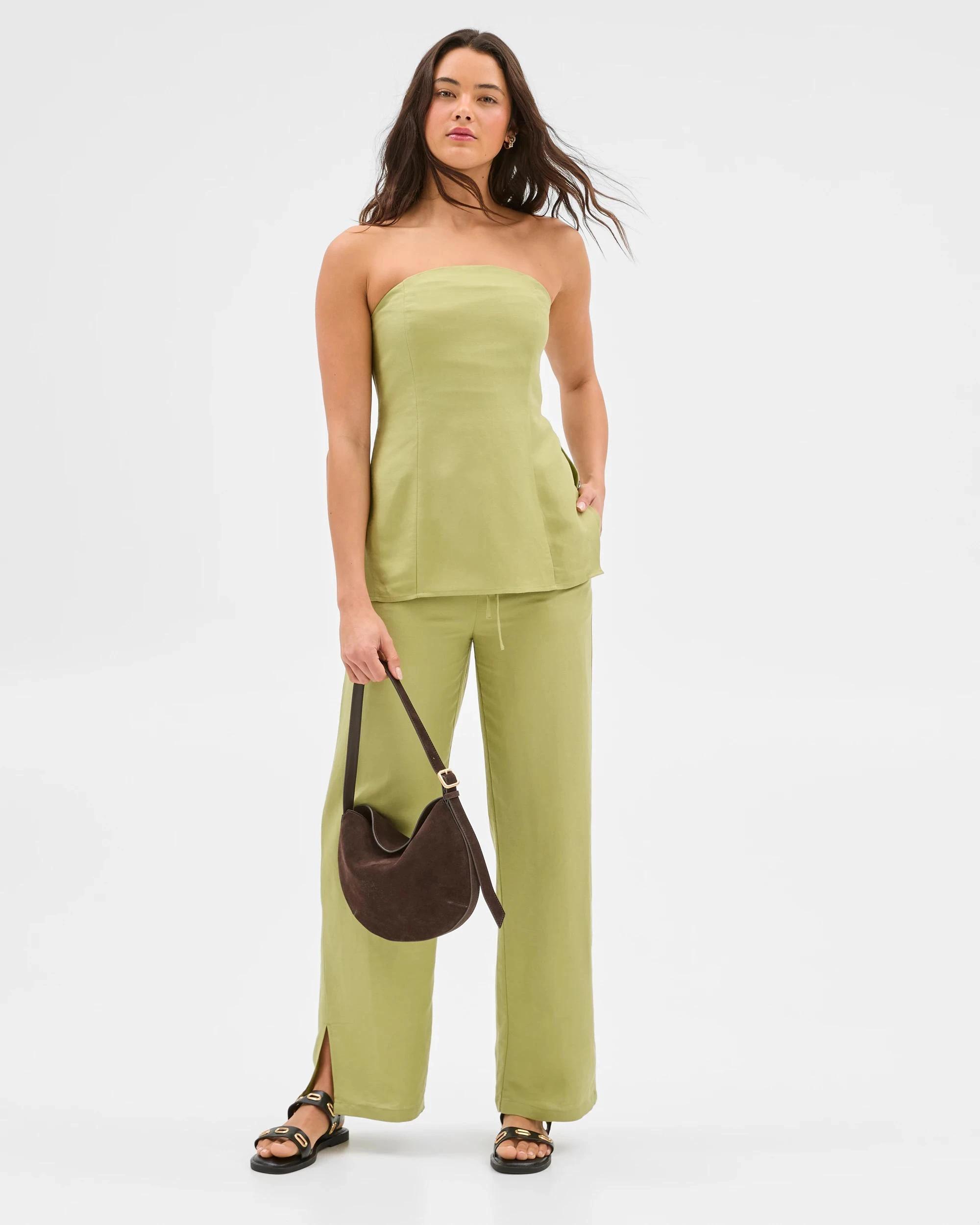 2 European Linen Blend Strapless Tunic Top - Lily Loves SAGE, 2 of 7