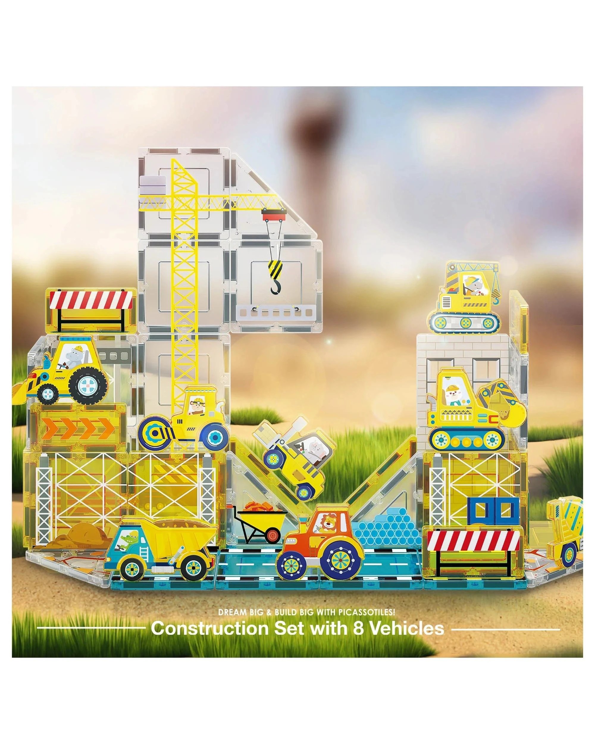 8 PicassoTiles Magnetic Tile Construction Adventure Building Set 45 Pieces, 8 of 8