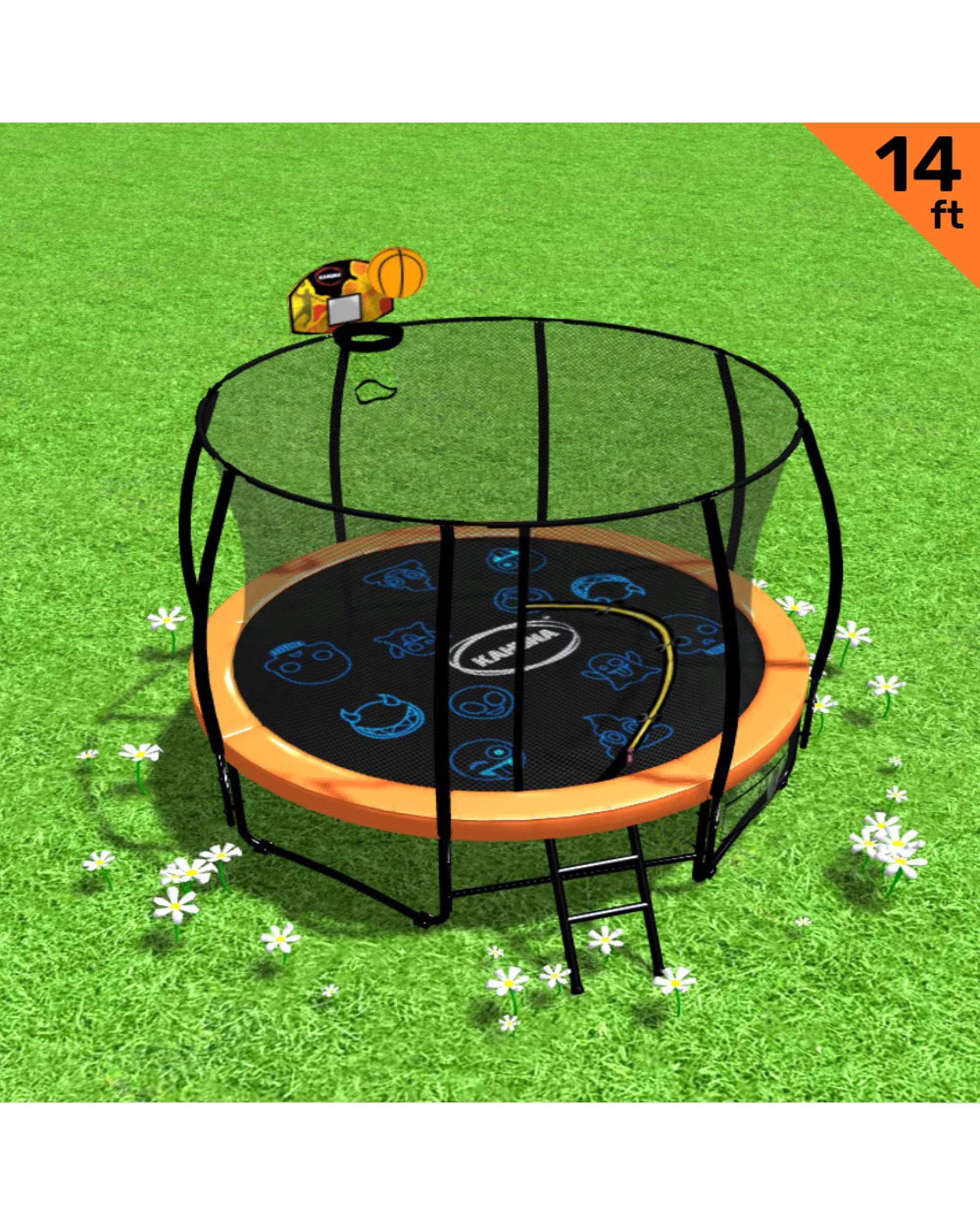 2 Kahuna Pro 14 ft Trampoline with Mat, Reversible Pad, Basketball Set, 2 of 7