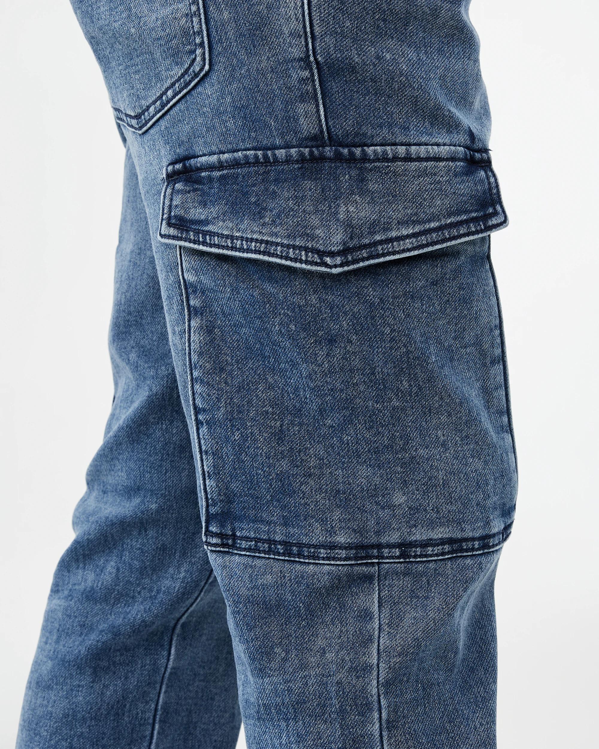 6 Cuffed Denim Joggers Dark Wash, 6 of 7