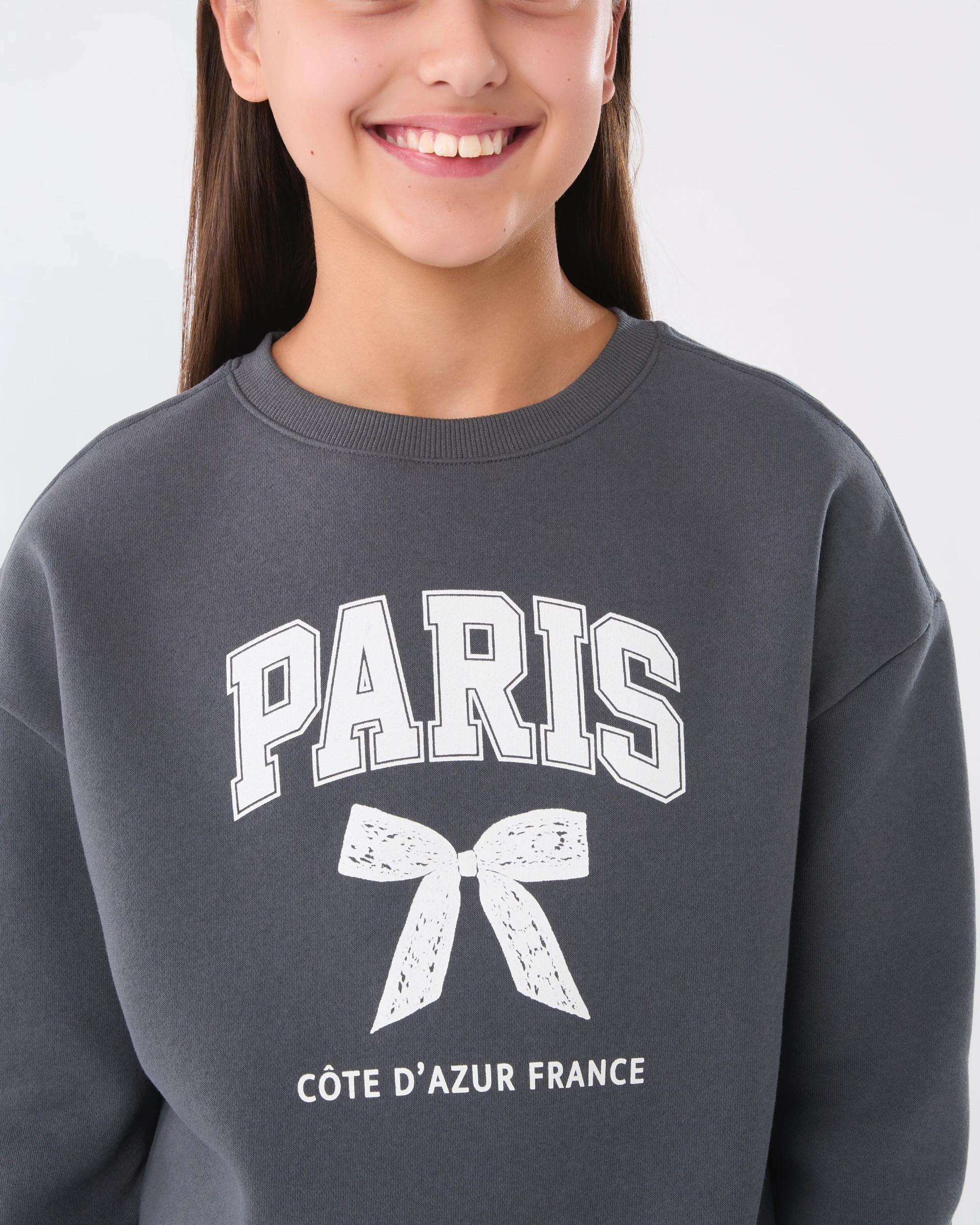 4 Print Crew Neck Sweatshirt Gry Slogan, 4 of 7