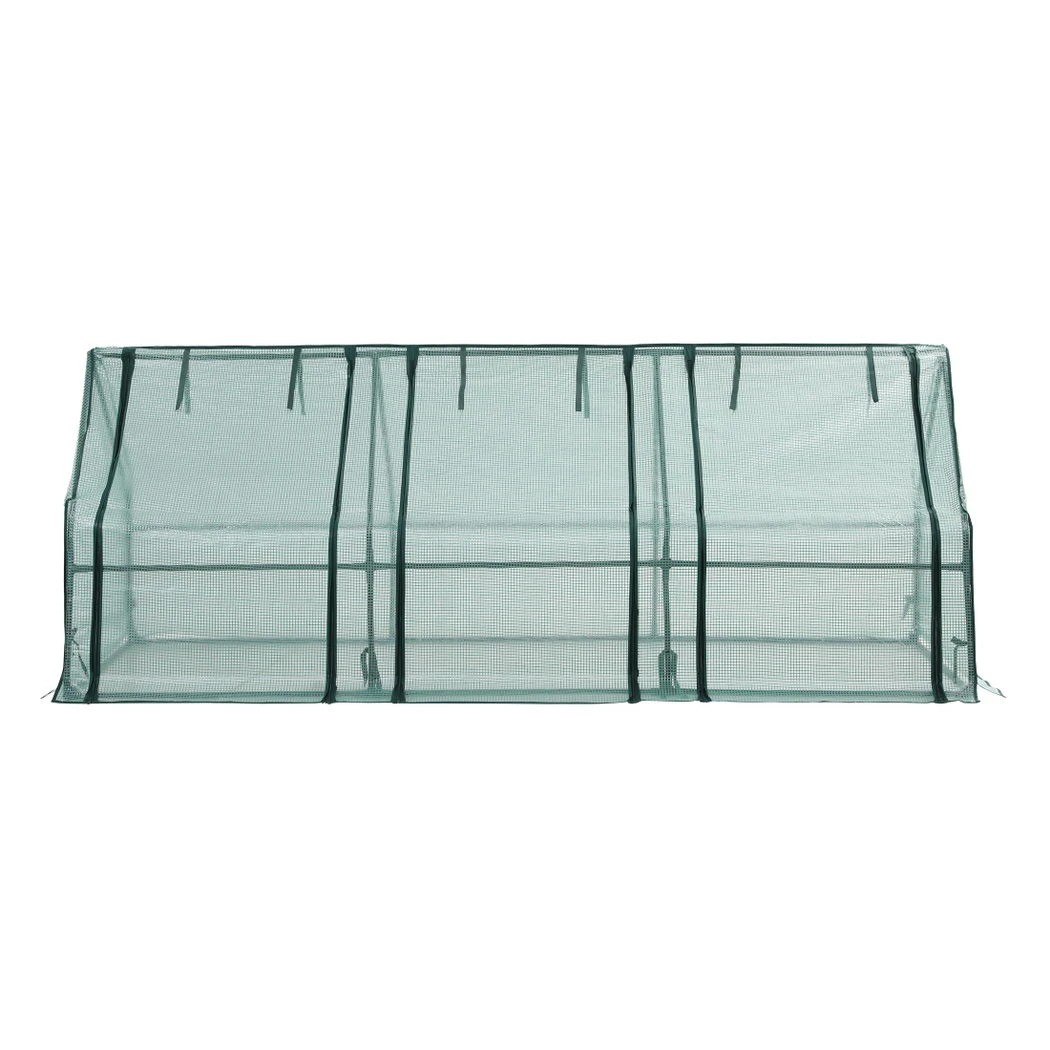 2 Fingers Mini Greenhouse Steel Frame PE Cover Outdoor Shelter - Green, 2 of 2