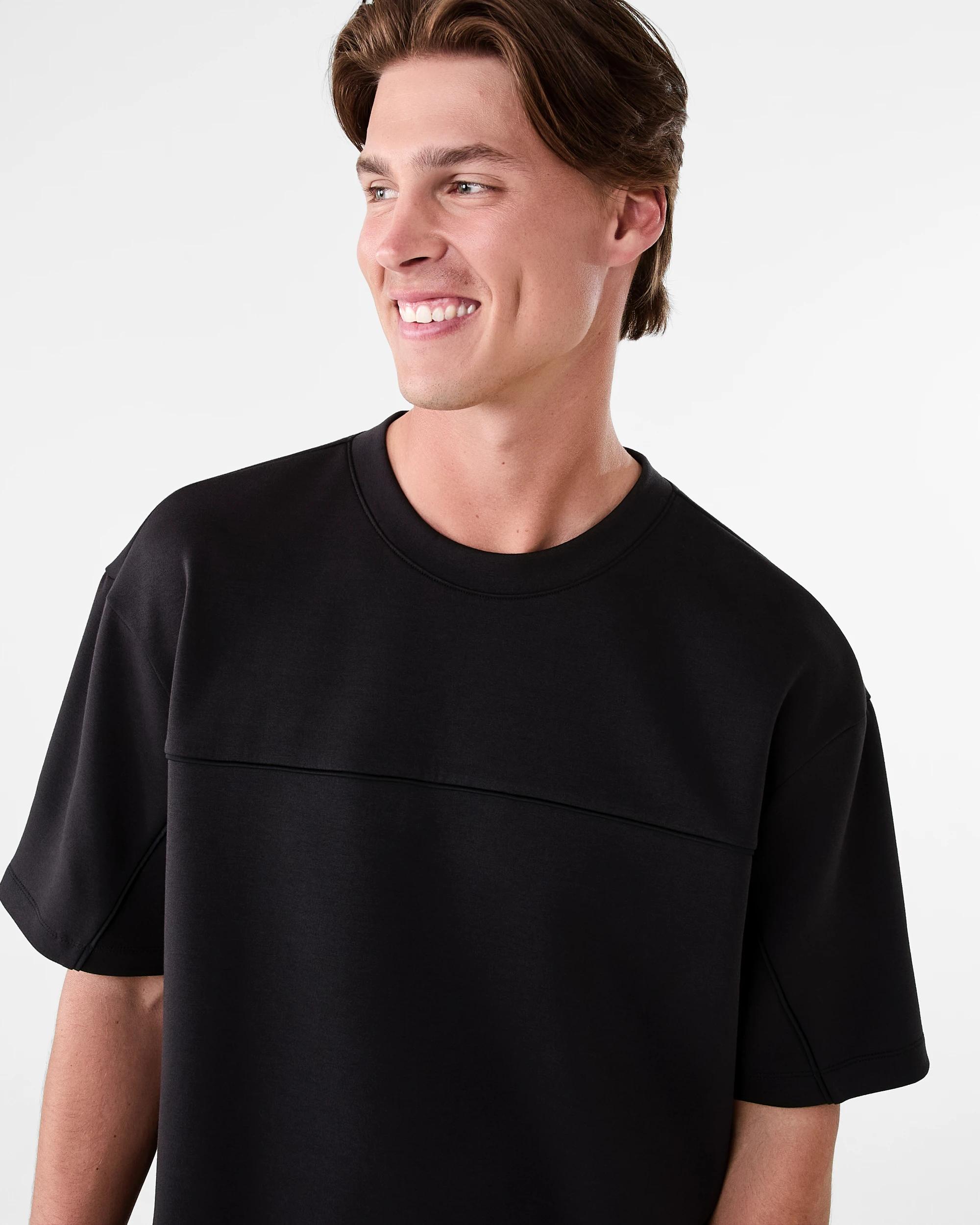 4 Active Mens Oversized Piping Scuba T-shirt Black, 4 of 6