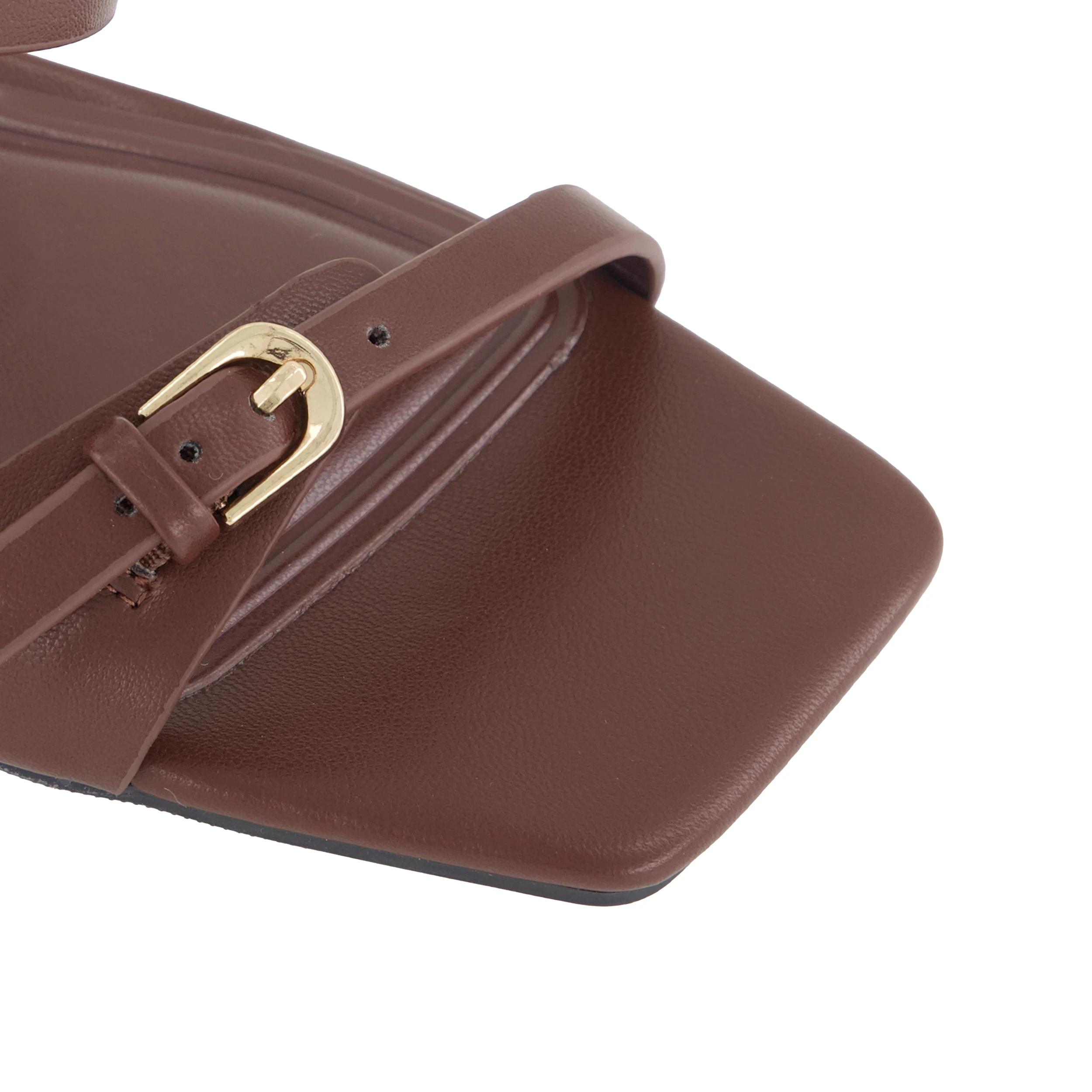 5 Two Strap Buckle Mules Chocolate, 5 of 5