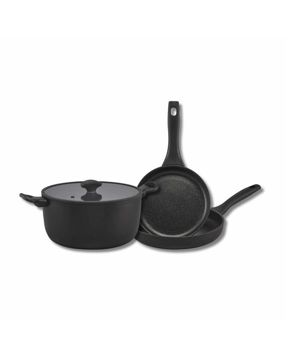 Essteele Per Domani Nonstick Induction 3 Piece Essentials Cookware Set - Black