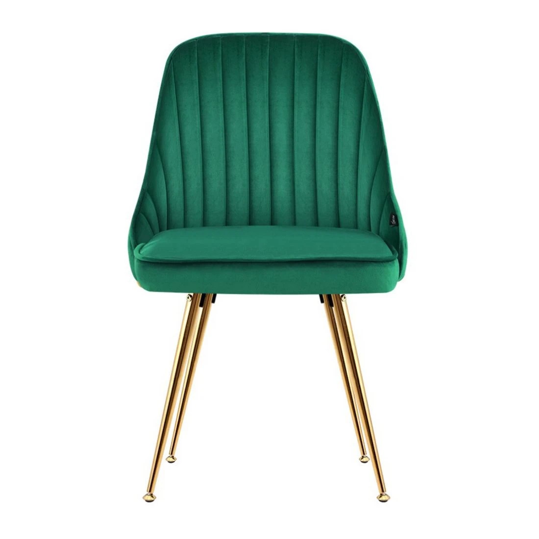4 Artiss Dining Chairs Set of 2 Velvet Channel Tufted Green - Green, 4 of 7