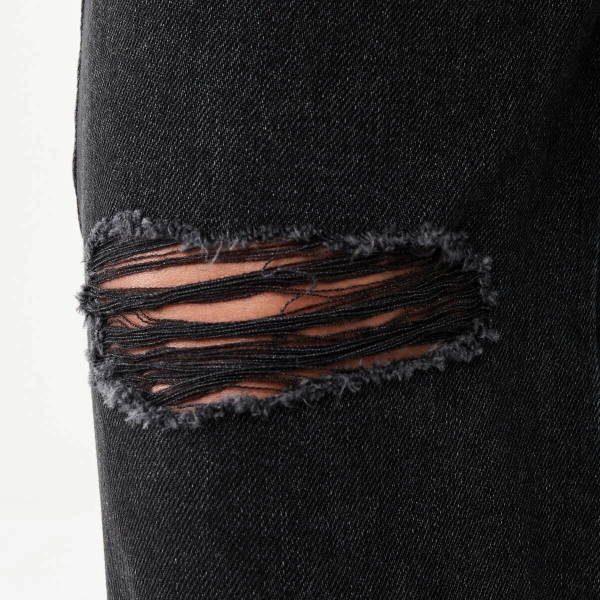 8 Distressed Straight Jeans Black Wash, 8 of 8