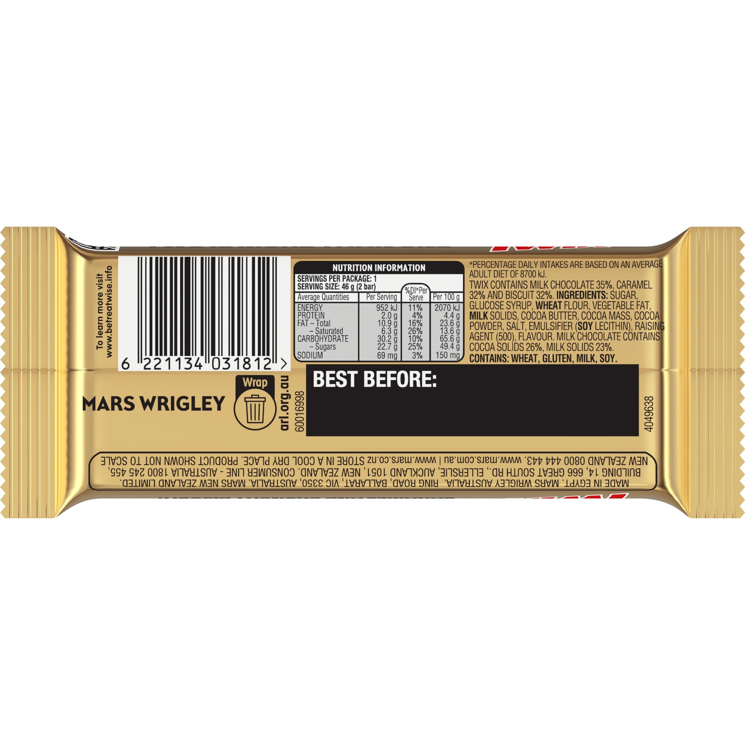 2 Twix Milk Chocolate Bar Caramel Biscuit 46g, 2 of 6