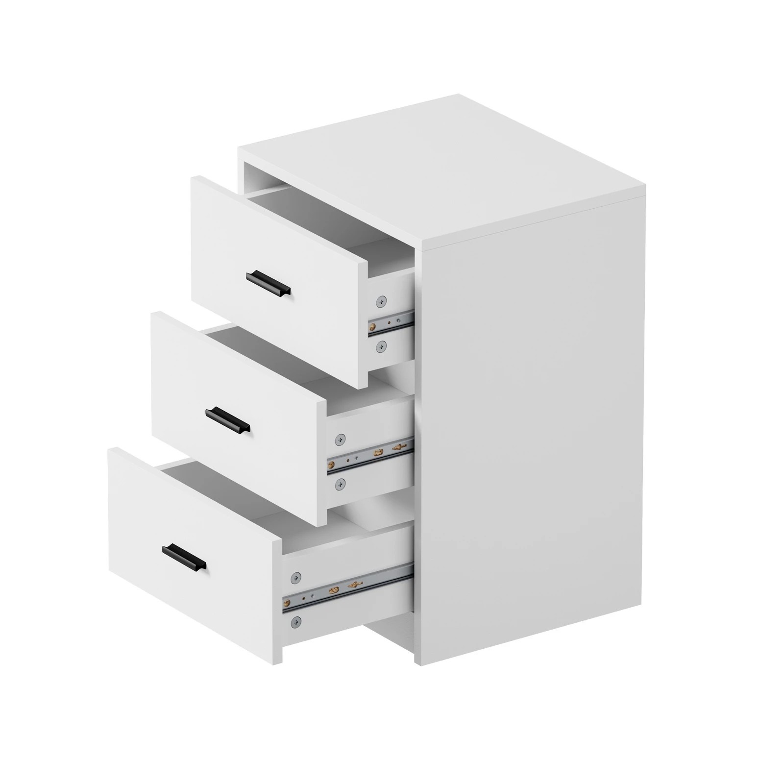 8 Oikiture Bedside Table 3 Drawers Nightstand Bedroom Storage Side End - White, 8 of 9
