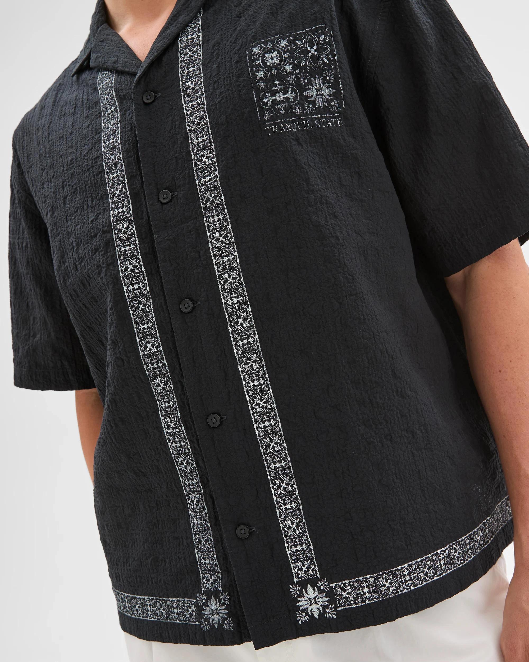 3 Australian Cotton Rich Short Sleeve Shirt - Commons BORDER BLACK, 3 of 5