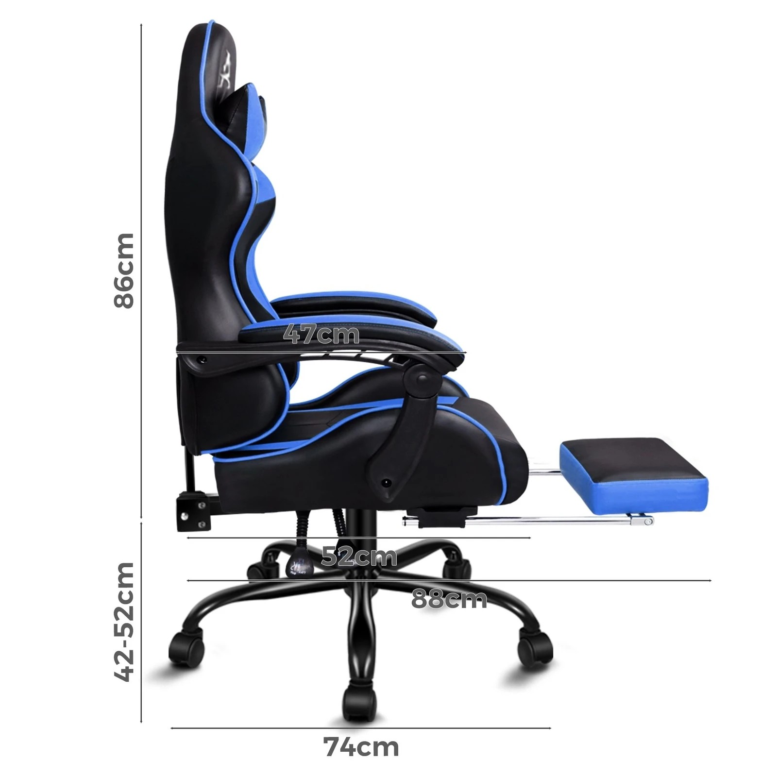 3 Alfordson Gaming Chair Office Executive Racing Footrest Seat PU Leather - Blue, 3 of 10