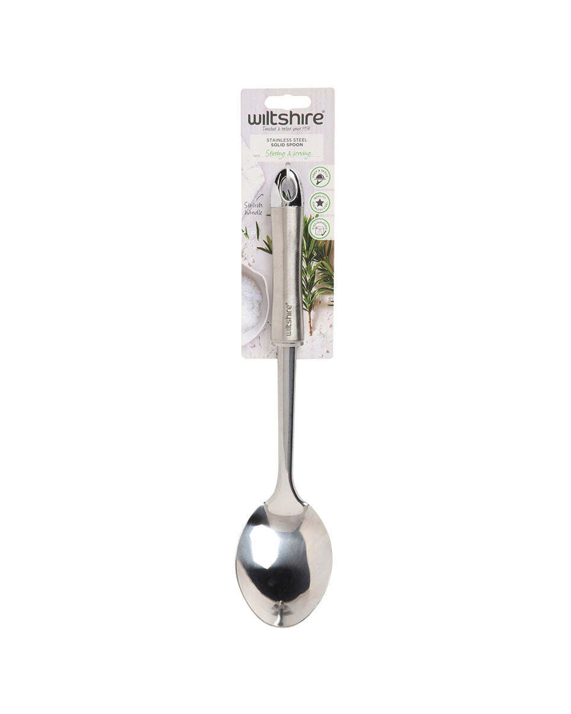 2 Wiltshire Industrial Kitchen Utensil Stainless Steel Solid Spoon Stirrer - Metallic, 2 of 2