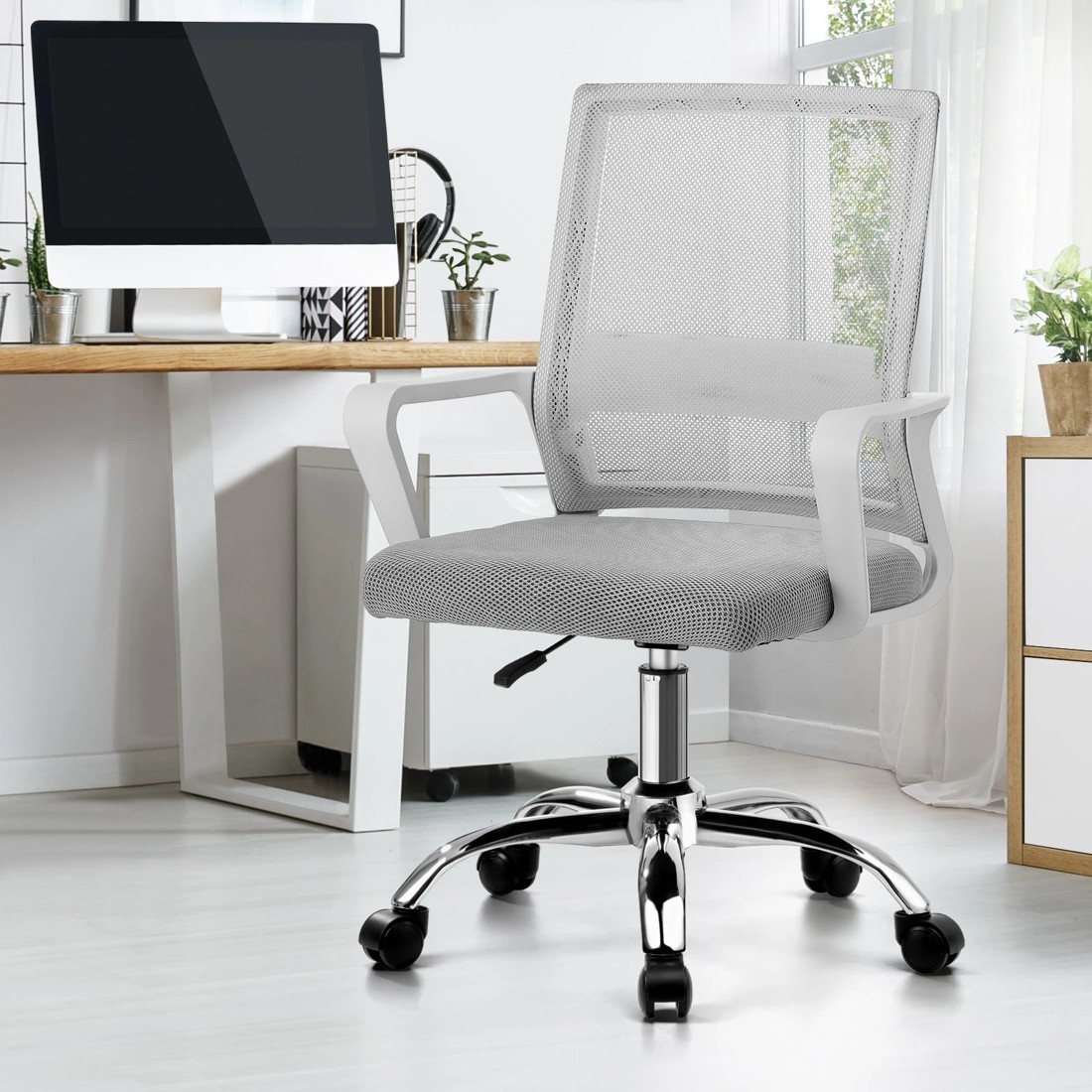 2 Oikiture Mesh Office Chair Executive Computer Seat
 - White, 2 of 10