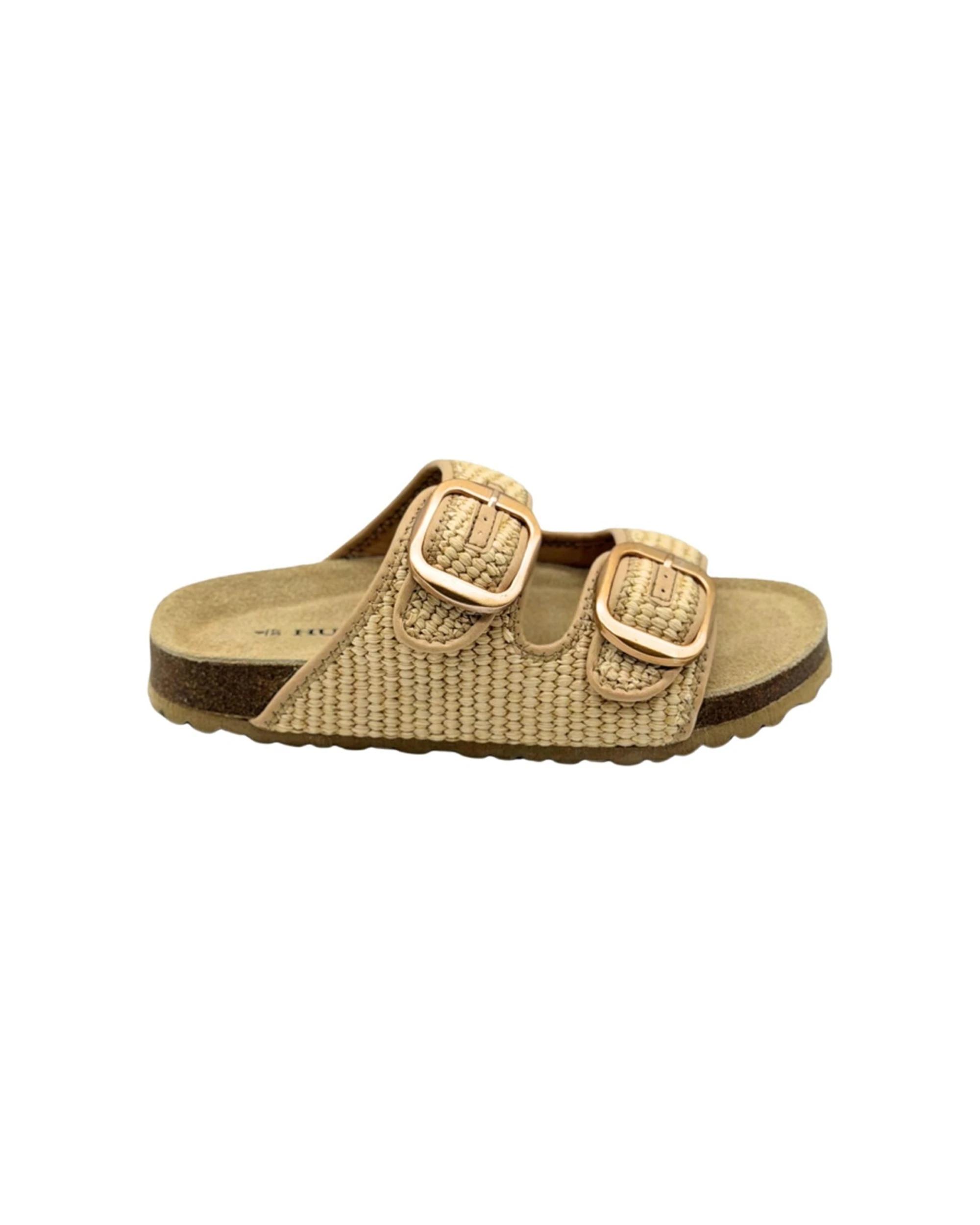 1 Human Shoes Cammy Raffia Sandals Buckle Moulded Footbed Natural NATURAL, 1 of 5